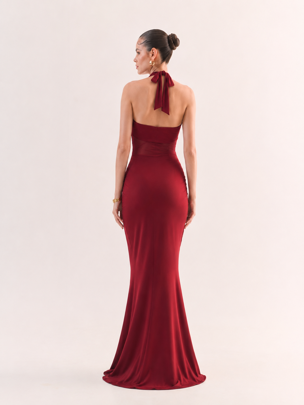 VALENTINA Drape Mesh Maxi Dress