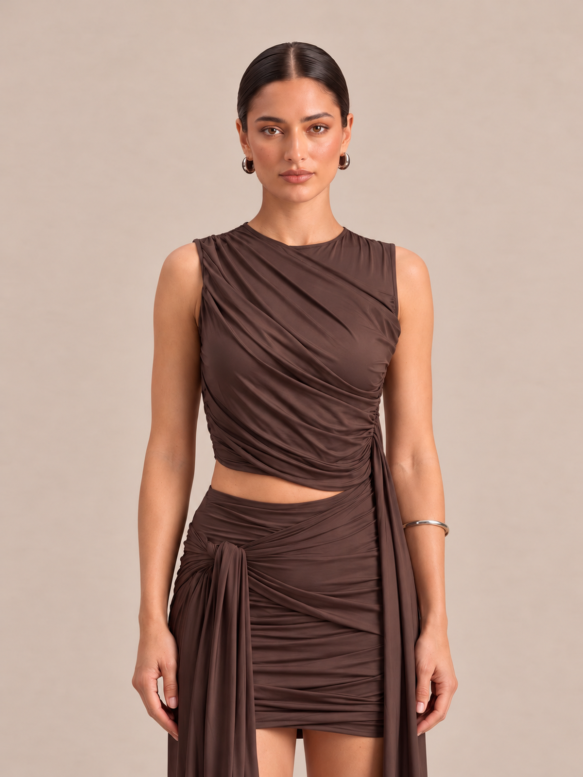 CIARA Draped Top & Mini Skirt Co-ord Set