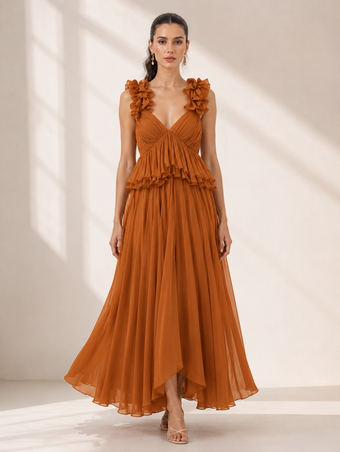 ANNA Fluid Ruffled Maxi Dress