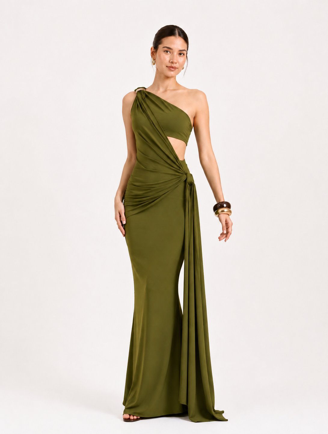 ZARIA Asymmetric Drape Maxi Dress