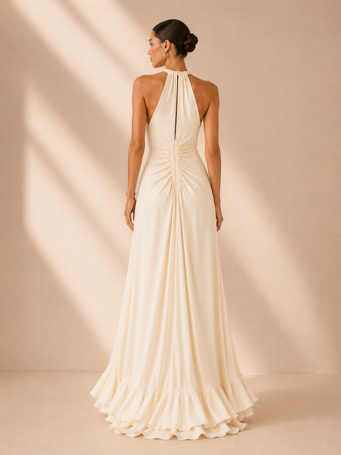 CELESTE Halter Neck Flared Maxi Dress