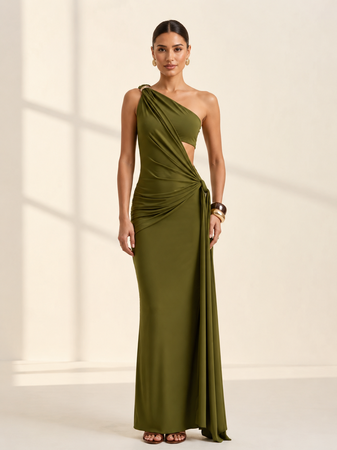 ZARIA Asymmetric Drape Maxi Dress