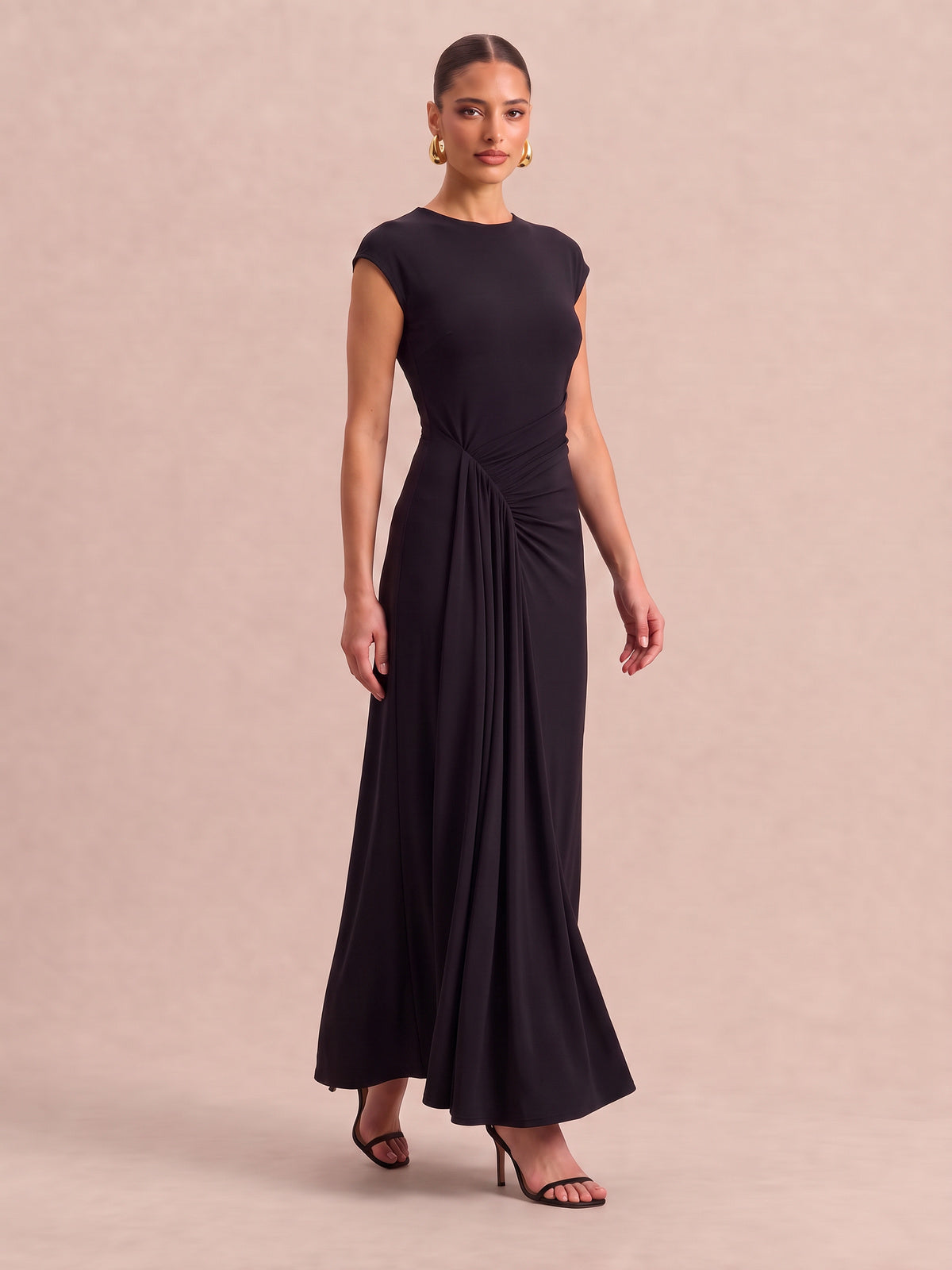 MIA Black Draped Maxi Dress