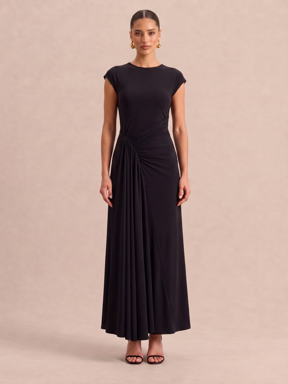 MIA Black Draped Maxi Dress