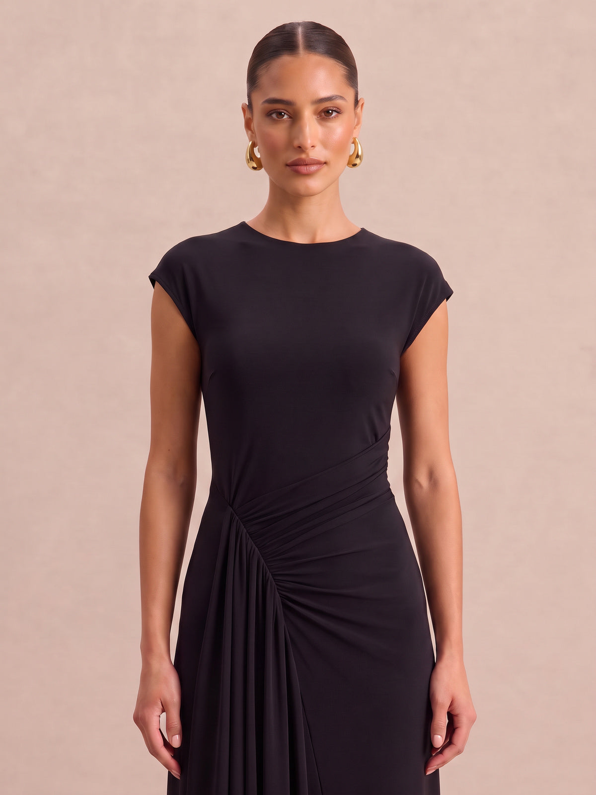 MIA Black Draped Maxi Dress