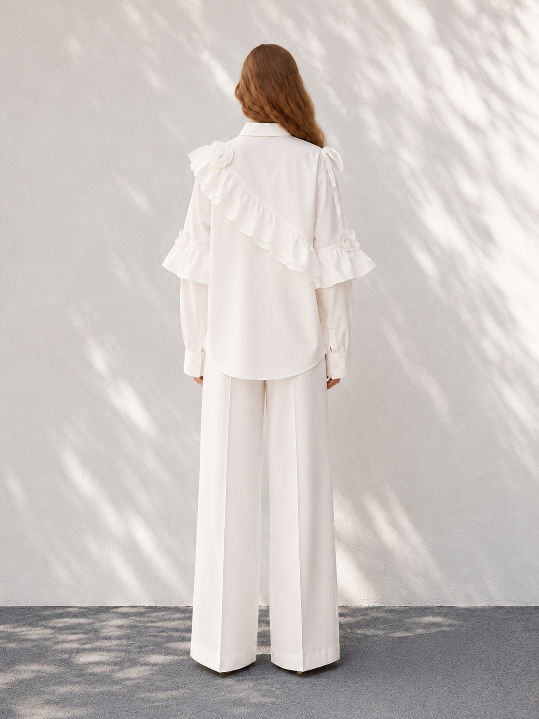MASHA Ivory Sculpt Ruffle Shirt
