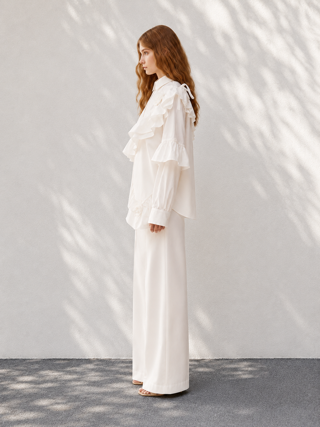 MASHA Ivory Sculpt Ruffle Shirt