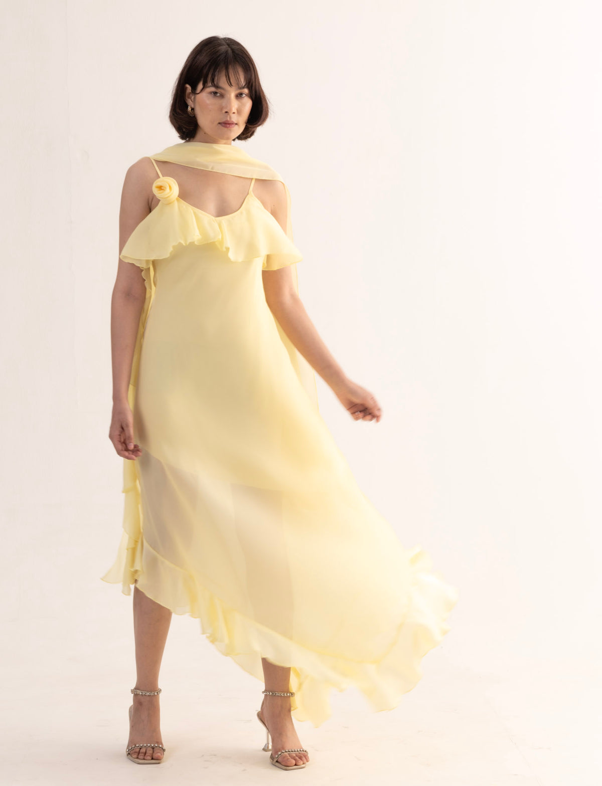 SOFIA Rose Scarf Asymmetric Dress