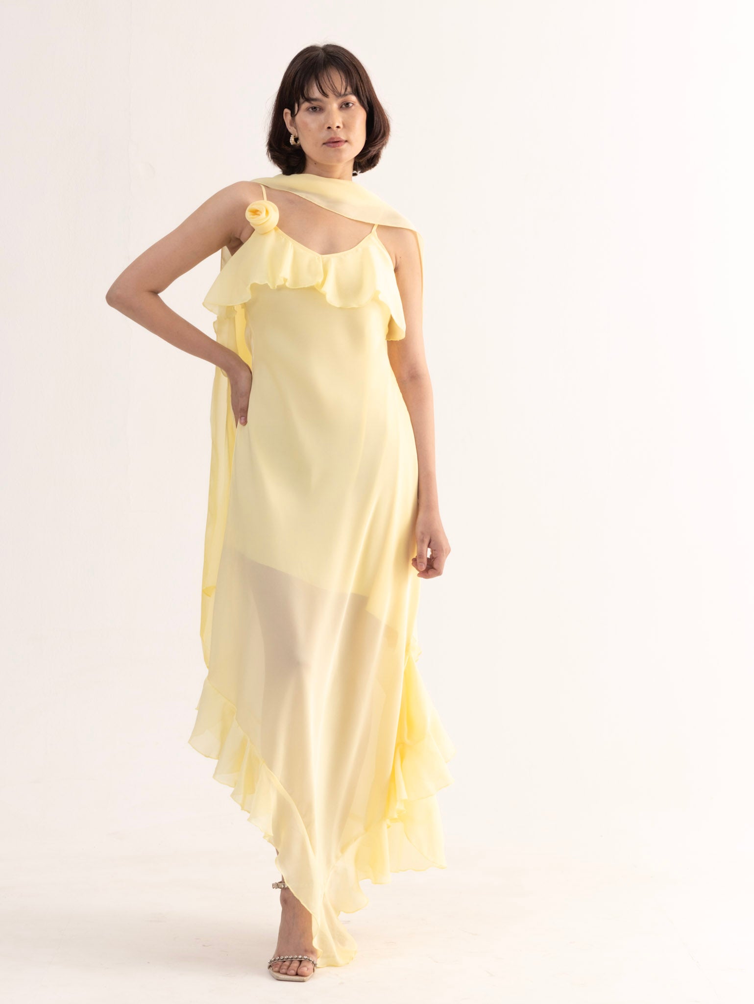 SOFIA Rose Scarf Asymmetric Dress