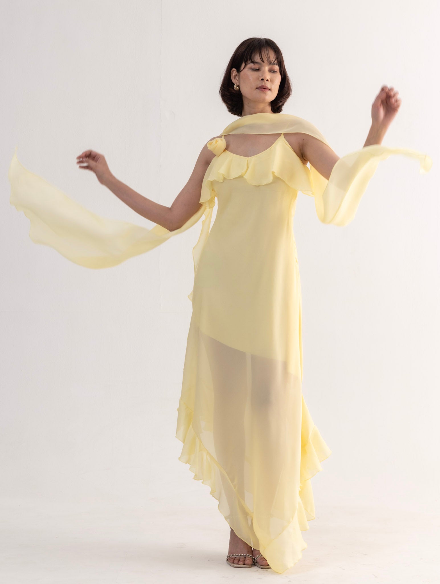 SOFIA Rose Scarf Asymmetric Dress