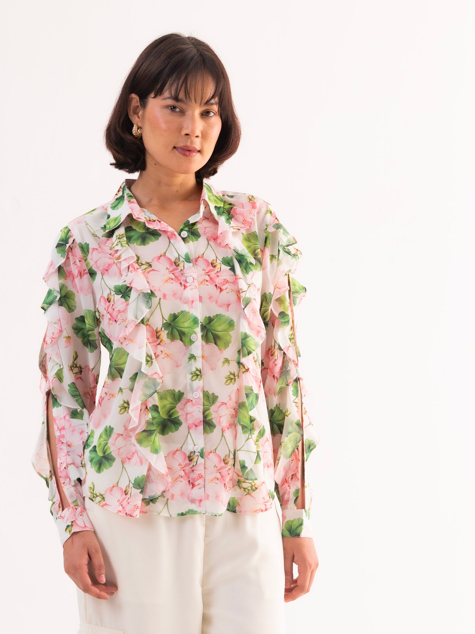 FLORENCE Floral Ruffle Shirt