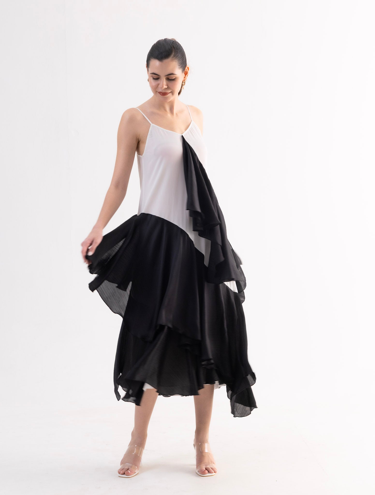 MONROE Asymmetric Layered Midi Dress
