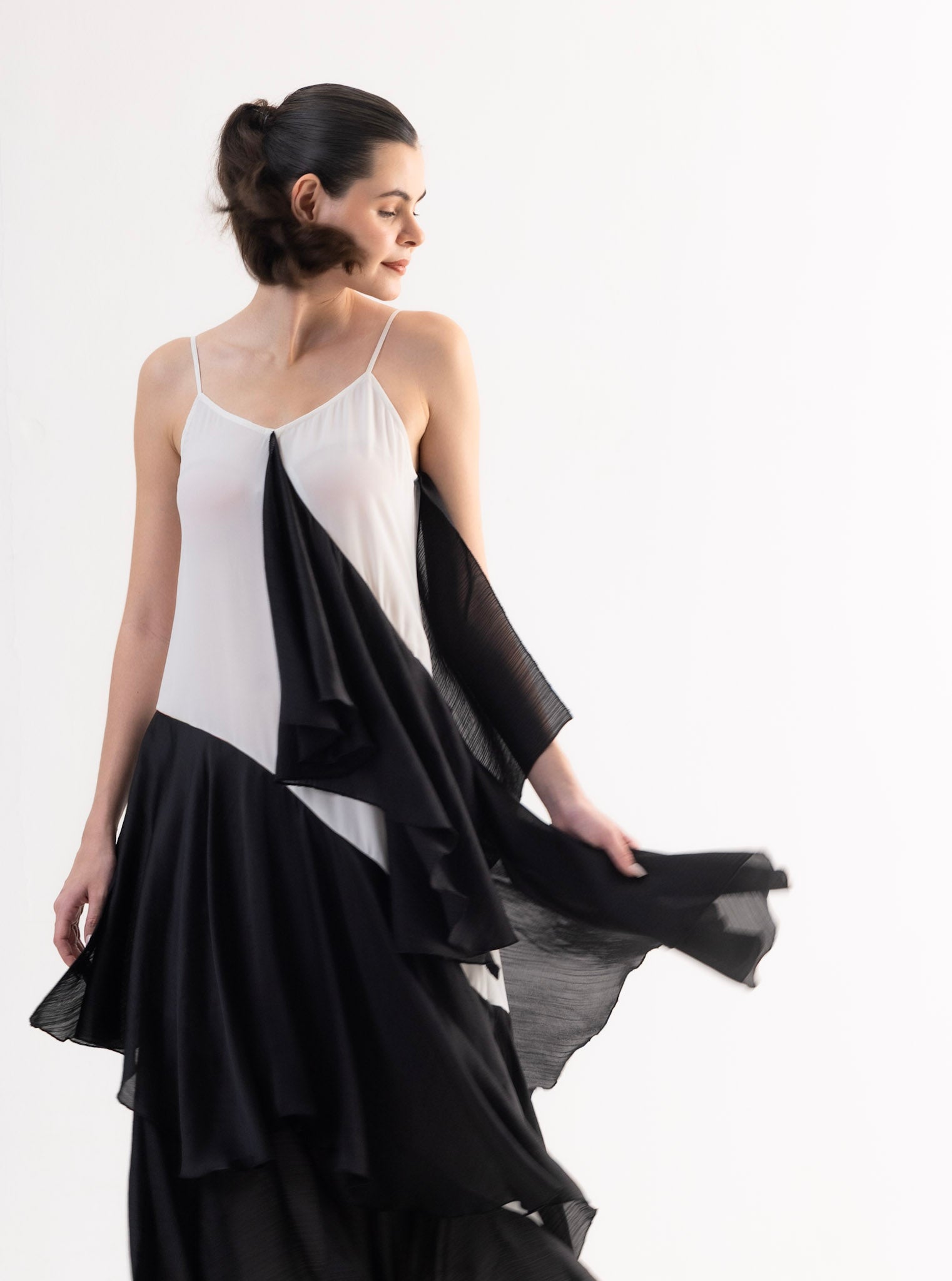 MONROE Asymmetric Layered Midi Dress