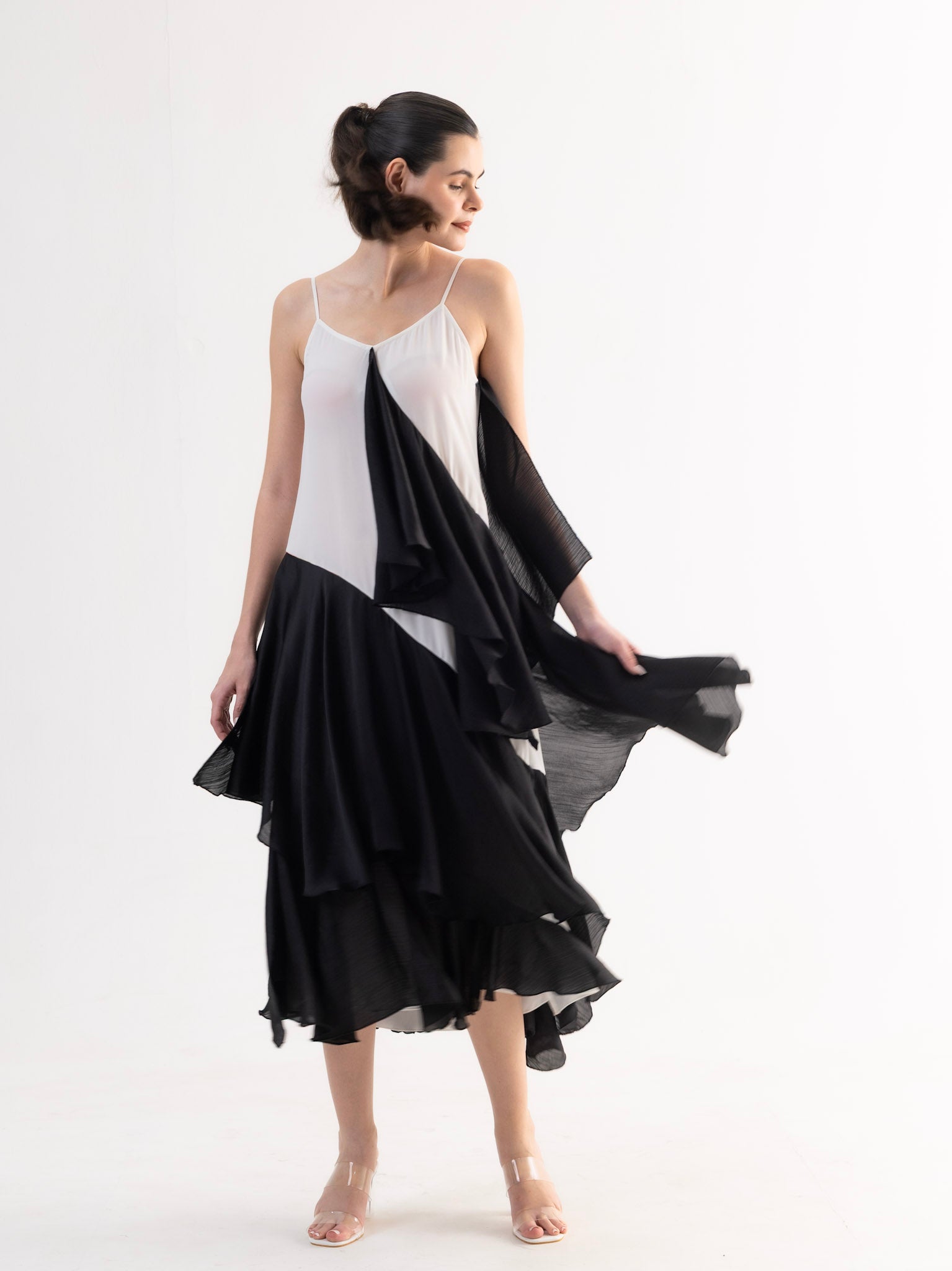 MONROE Asymmetric Layered Midi Dress