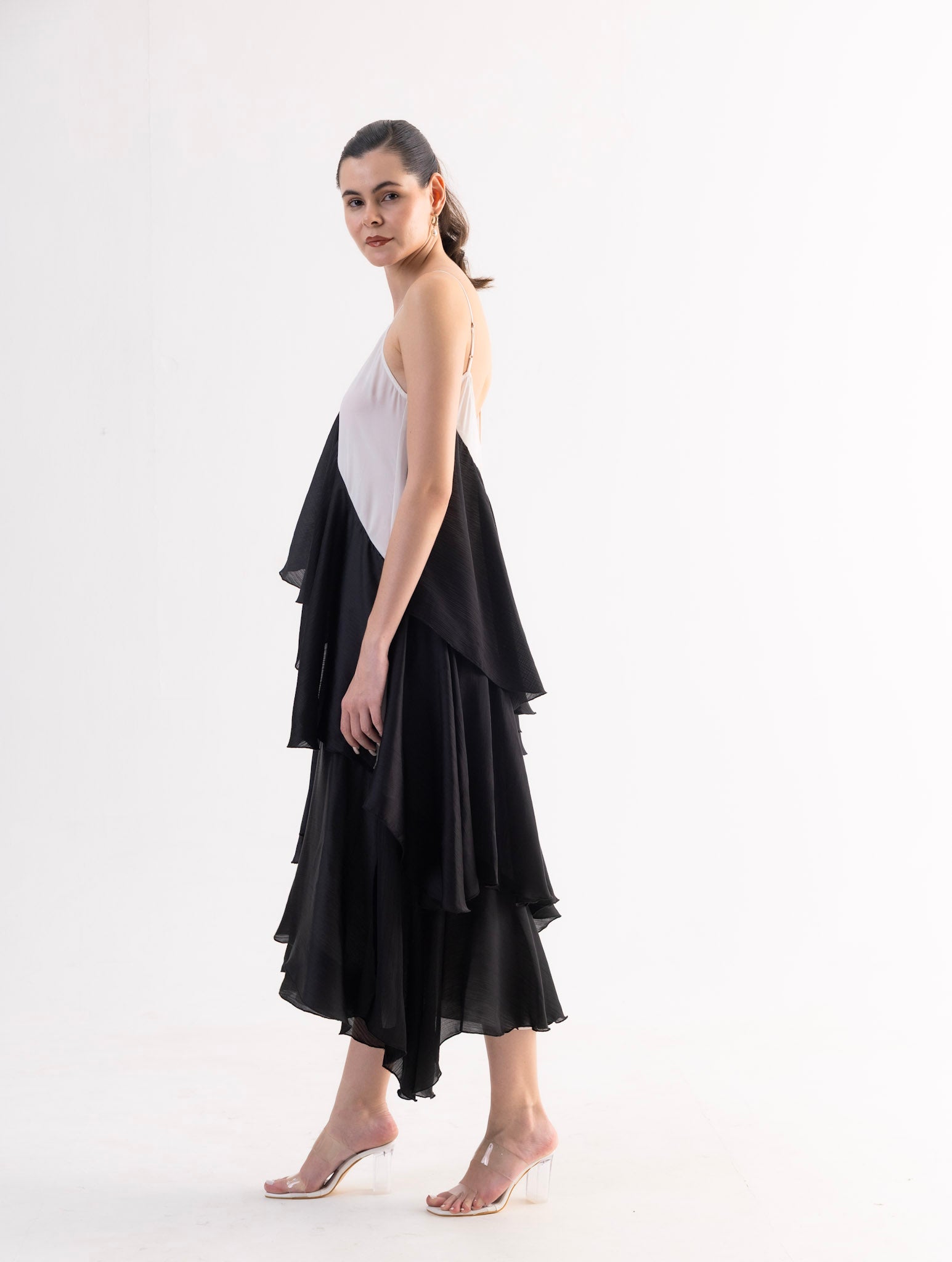 MONROE Asymmetric Layered Midi Dress
