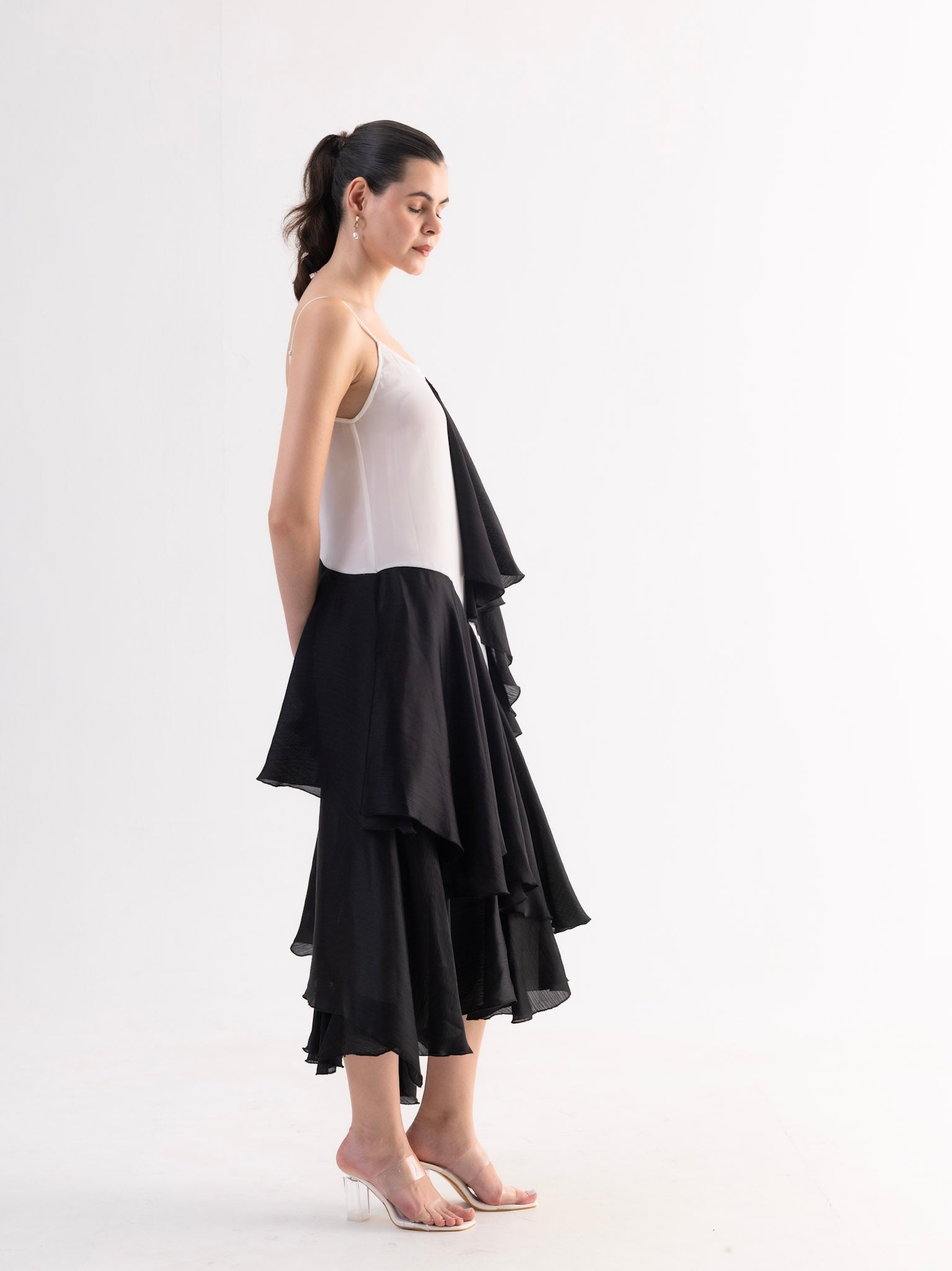 MONROE Asymmetric Layered Midi Dress