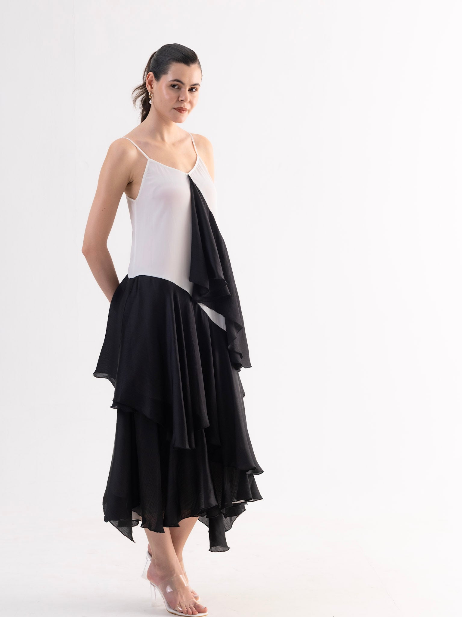 MONROE Asymmetric Layered Midi Dress