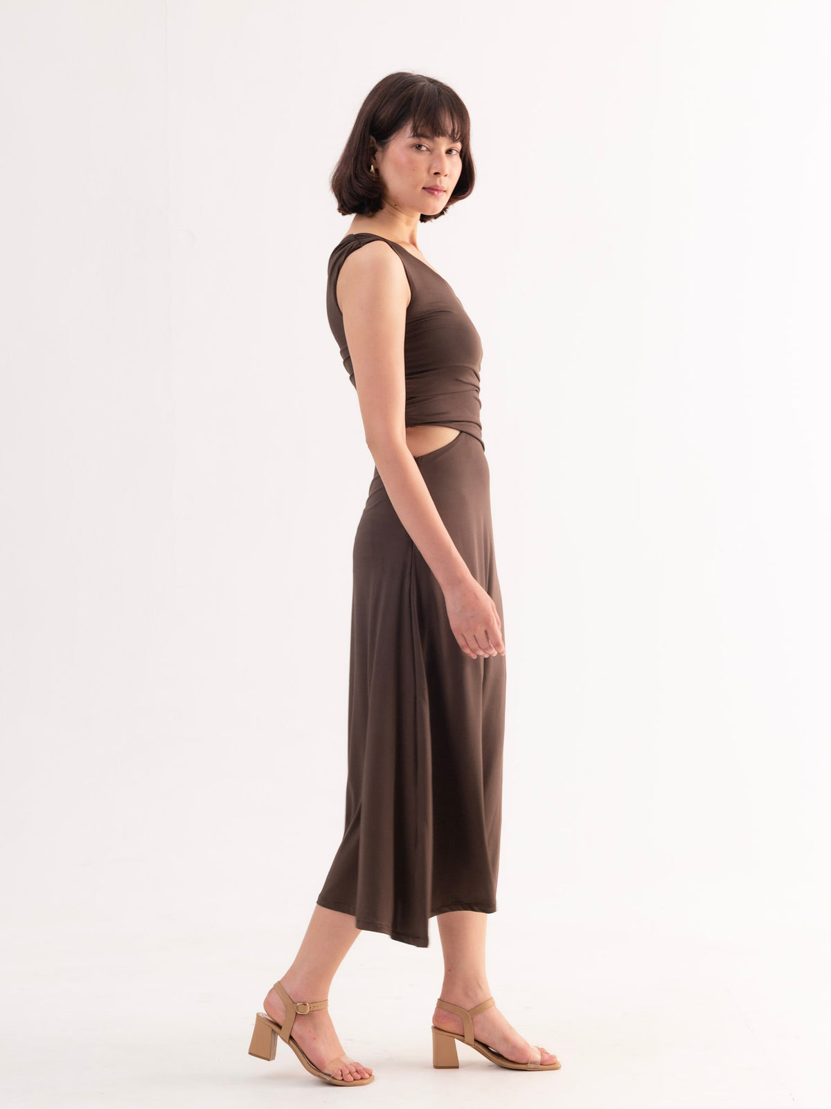 MIRA Contour Brown Midi Dress