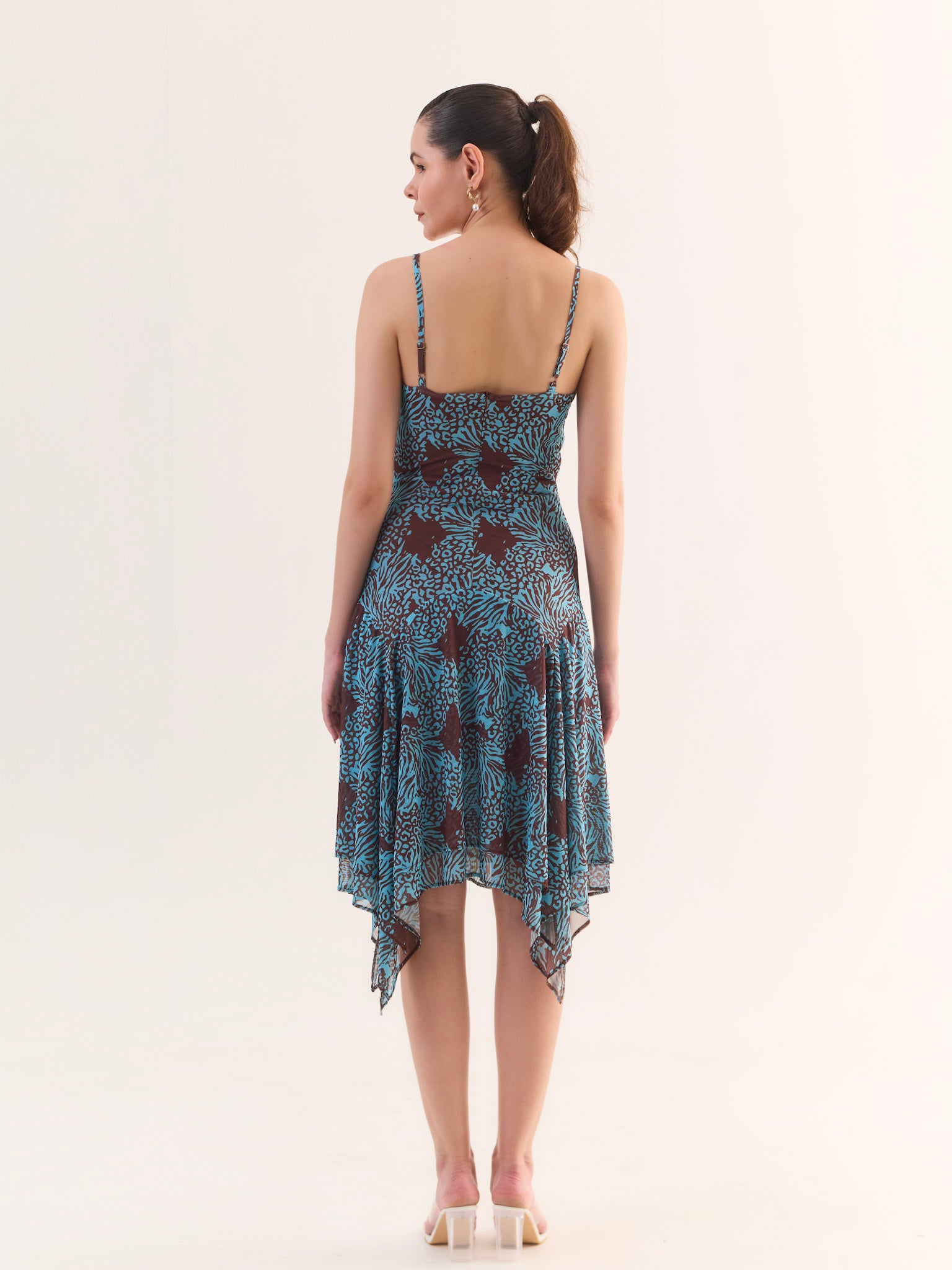 KAIA Printed Handkerchief Midi Dress