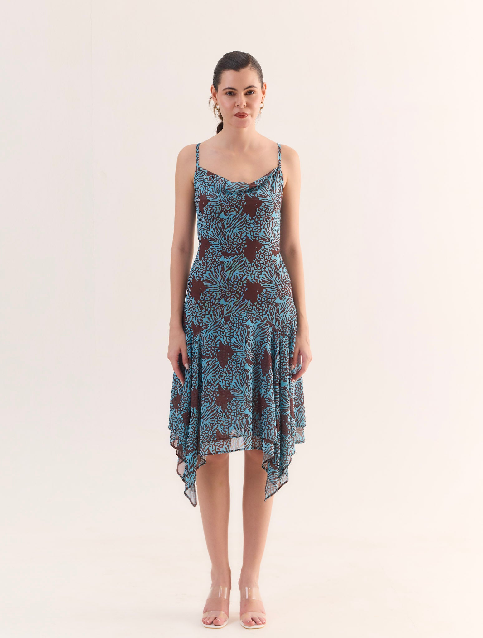 KAIA Printed Handkerchief Midi Dress