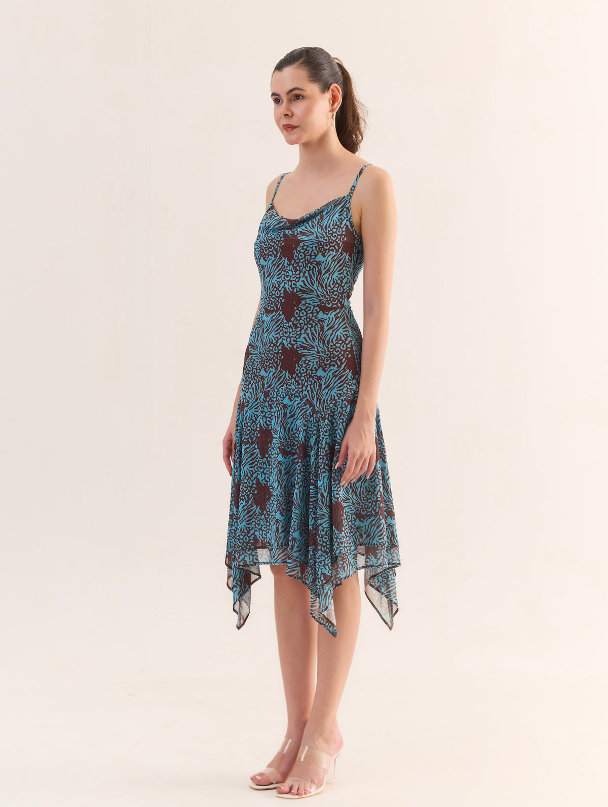 KAIA Printed Handkerchief Midi Dress