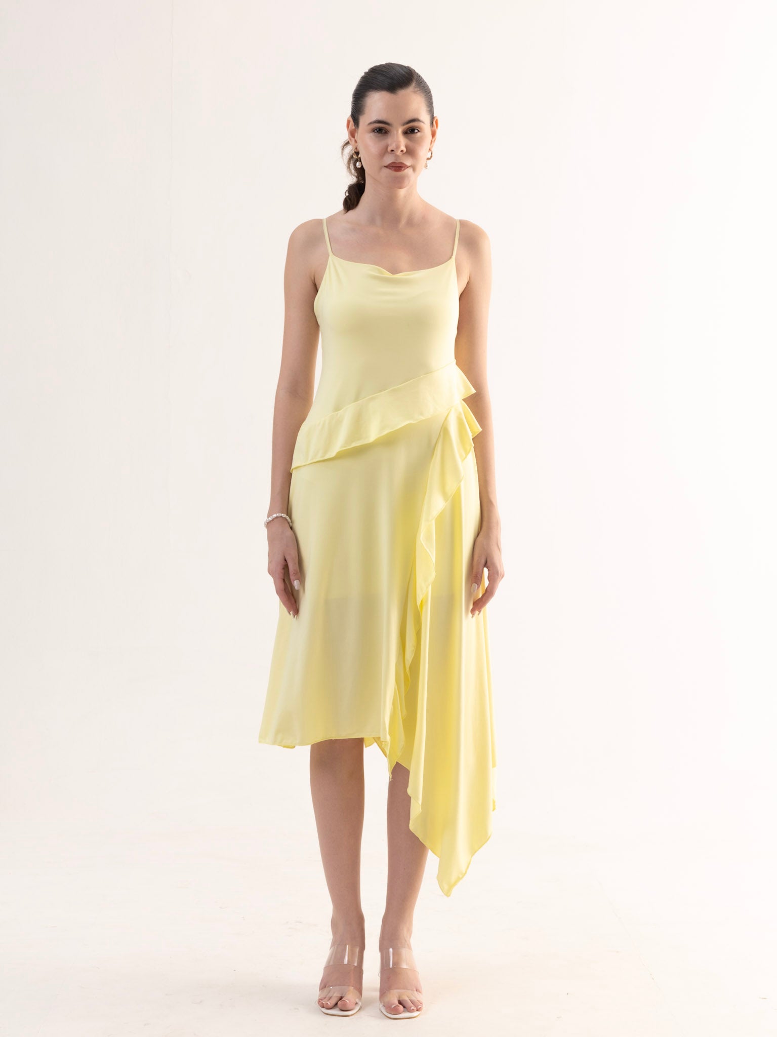 NOELLE Ruffle Cascade Midi Dress