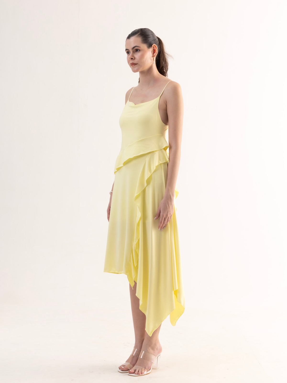 NOELLE Ruffle Cascade Midi Dress