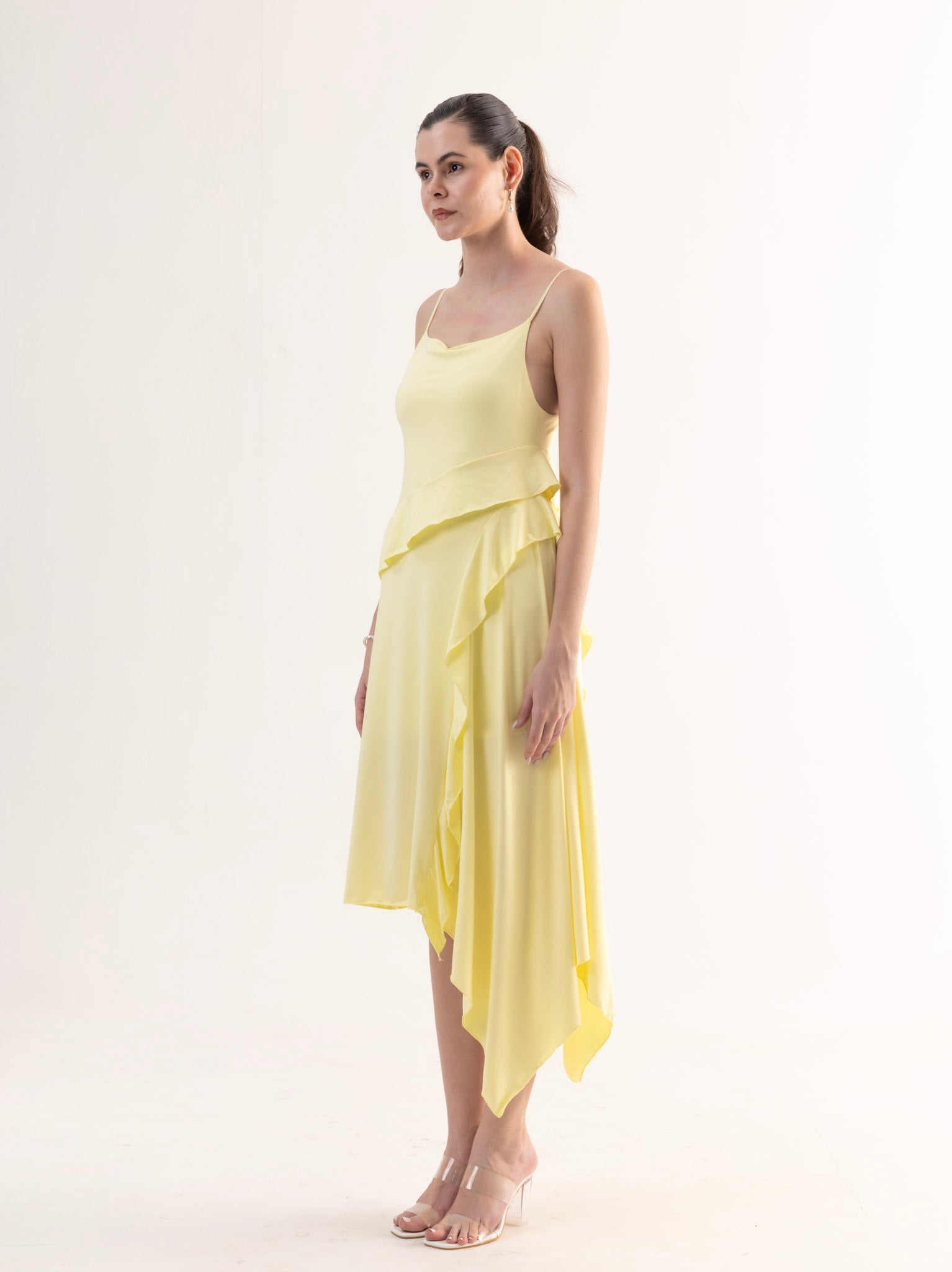 NOELLE Ruffle Cascade Midi Dress
