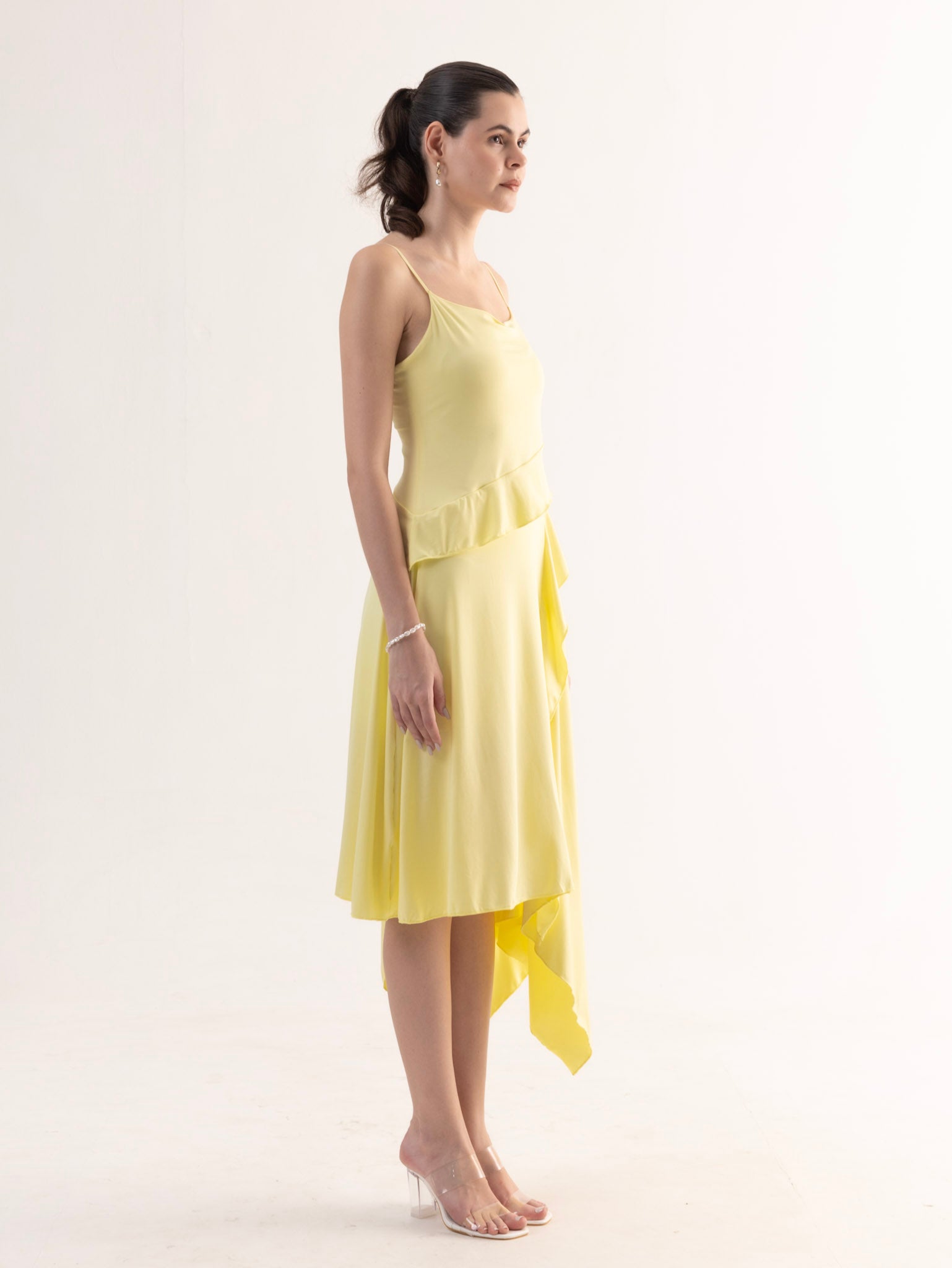 NOELLE Ruffle Cascade Midi Dress