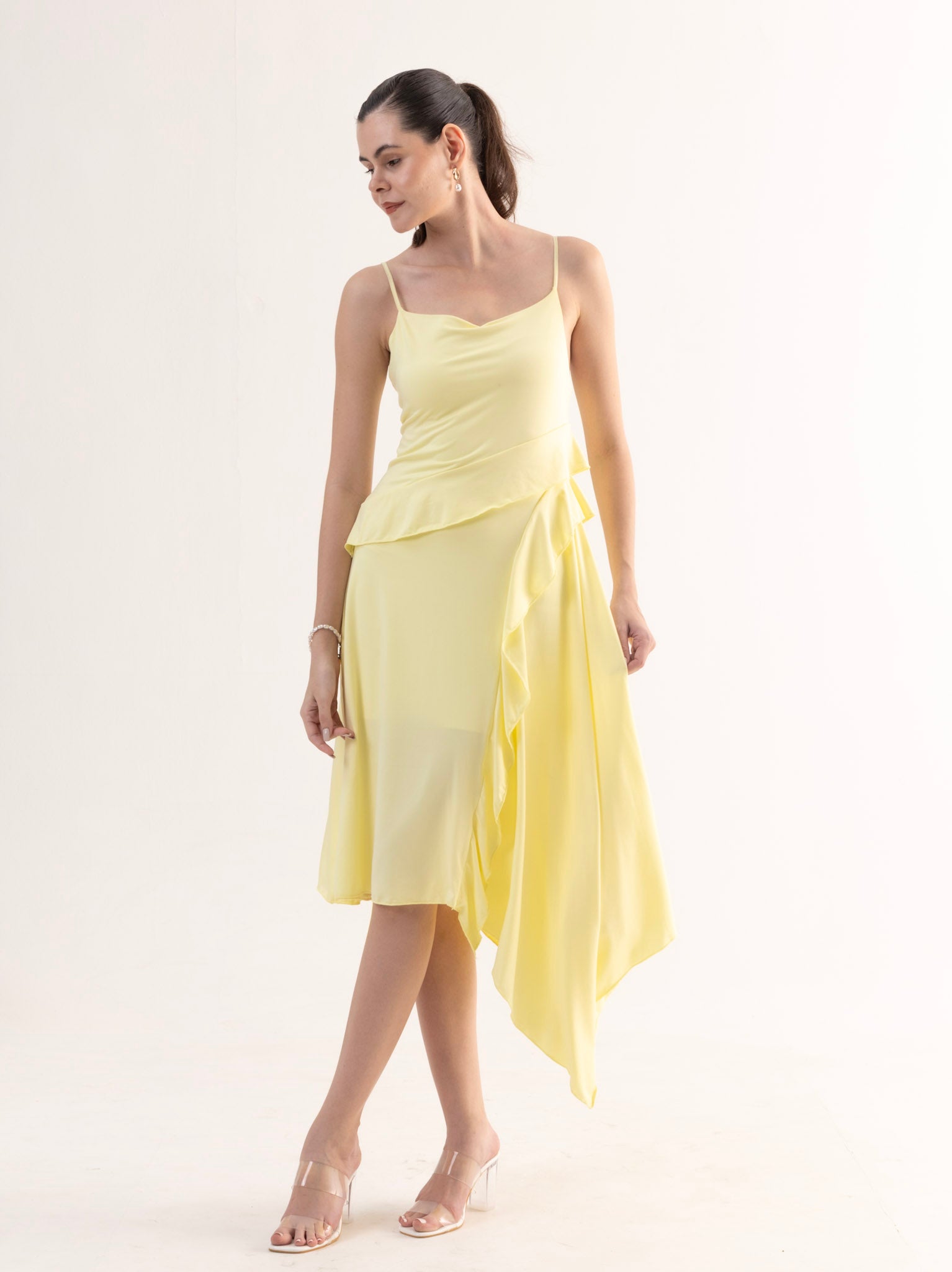 NOELLE Ruffle Cascade Midi Dress
