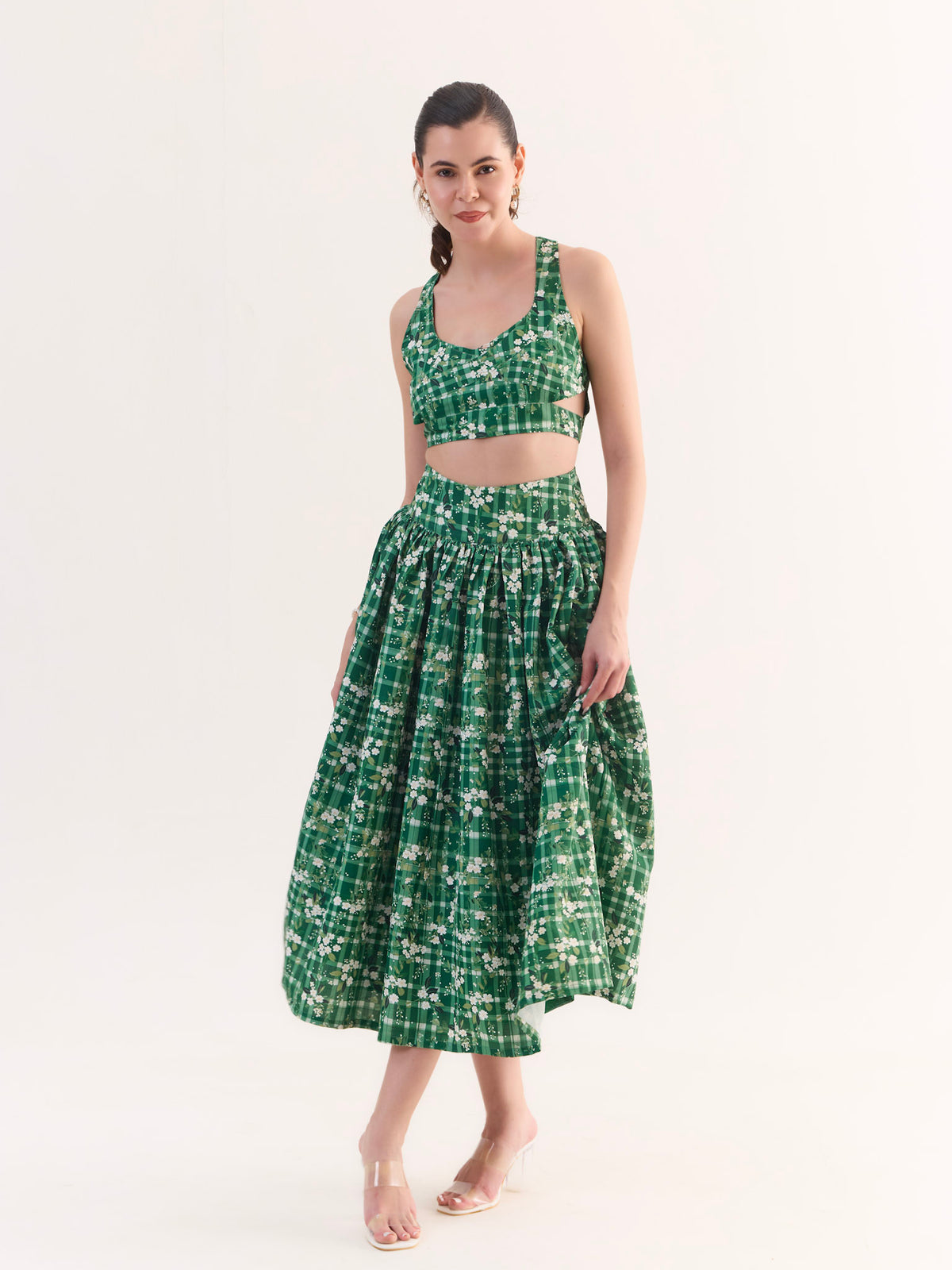 AMELIE Gingham Garden Midi Set