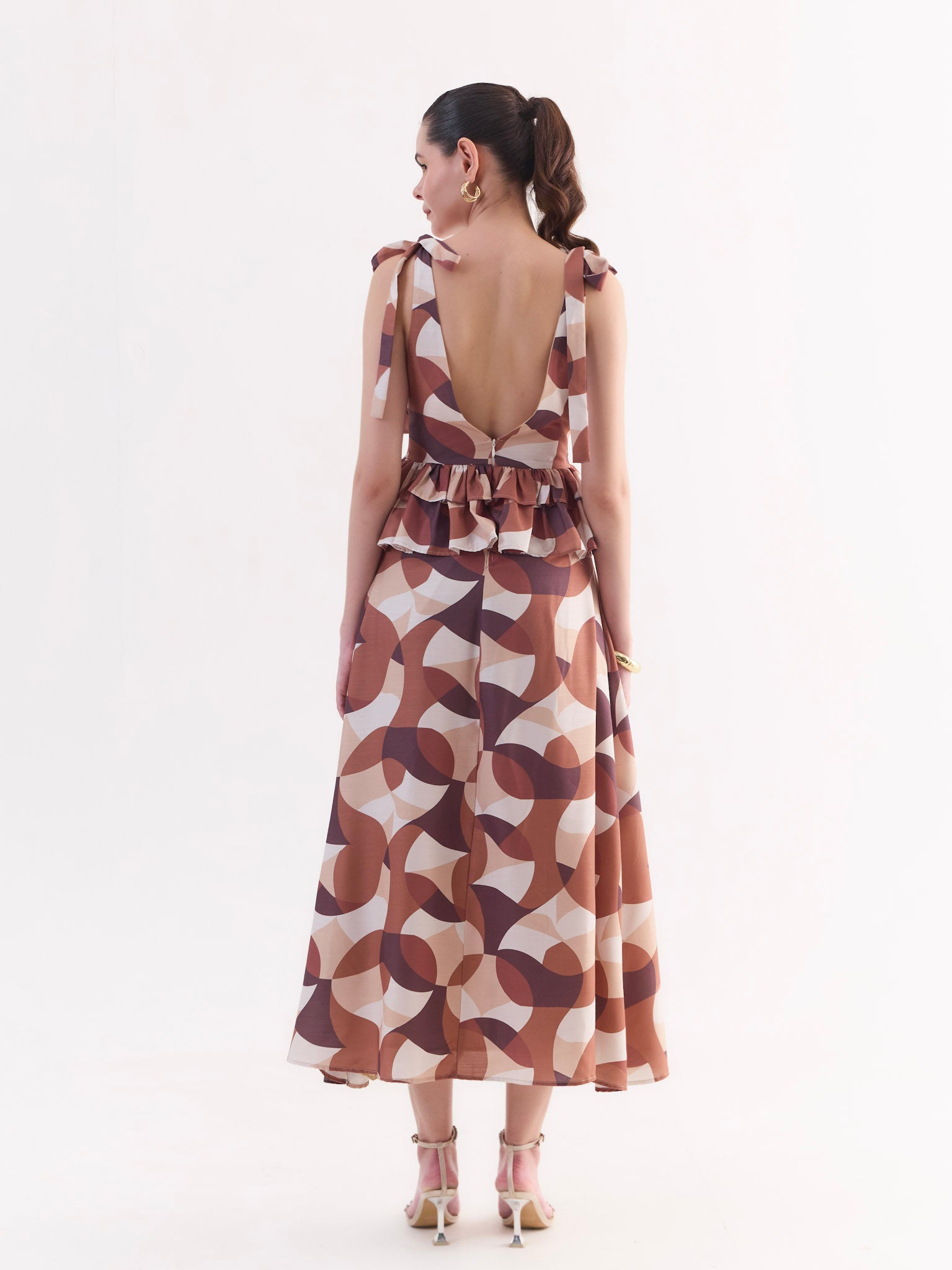 CARMEN Tie-Shoulder Peplum Maxi Dress