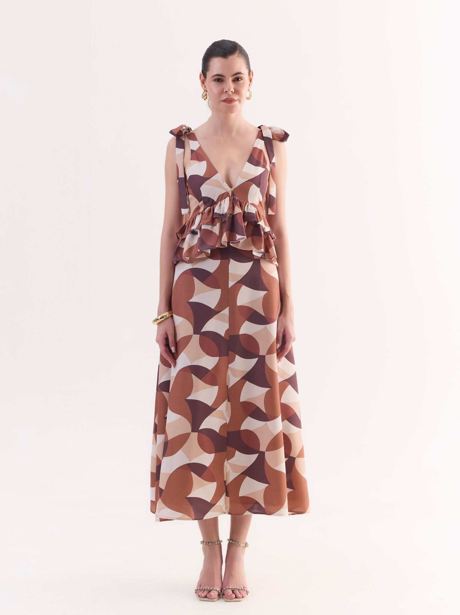 CARMEN Tie-Shoulder Peplum Maxi Dress