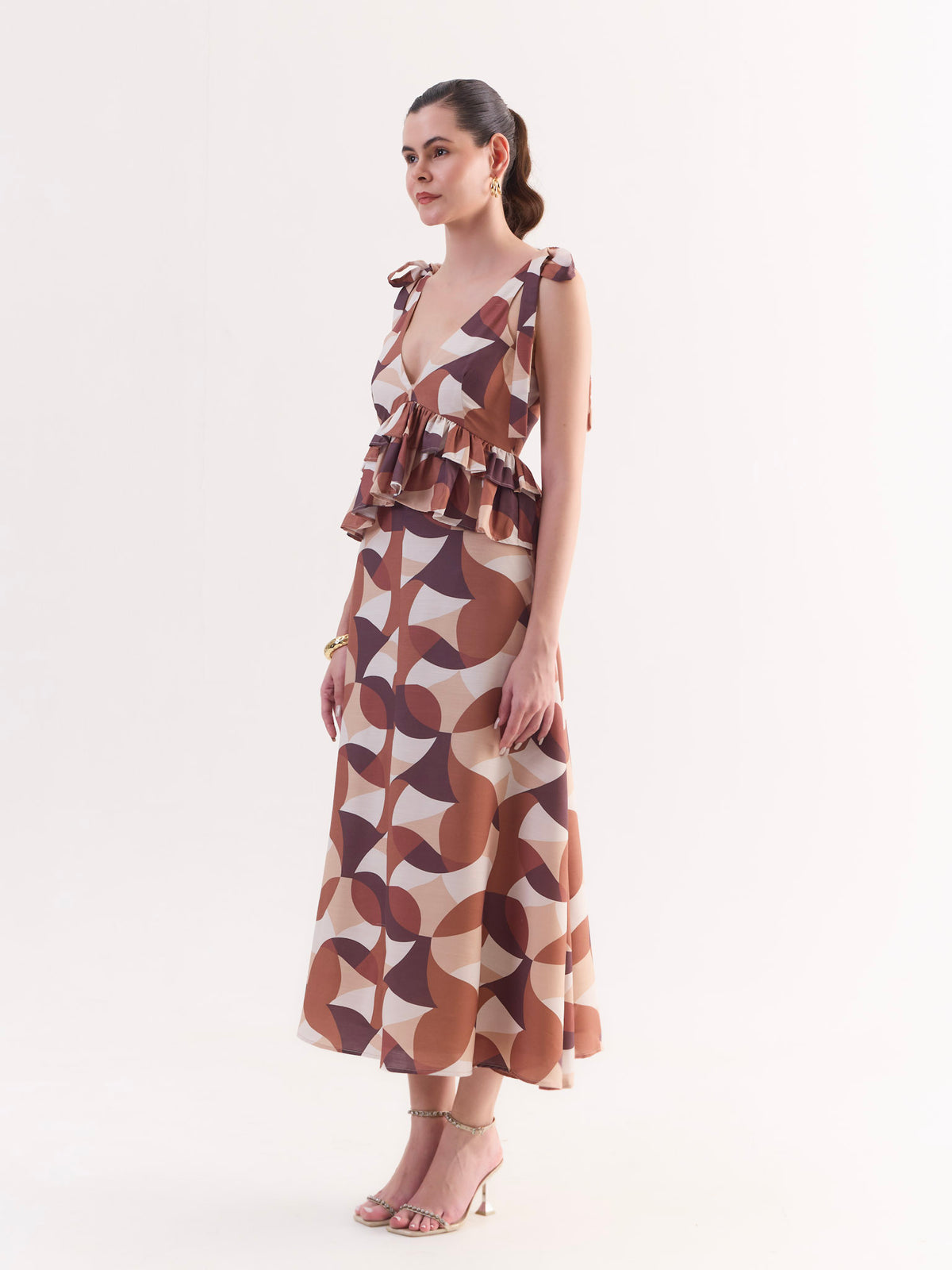 CARMEN Tie-Shoulder Peplum Maxi Dress