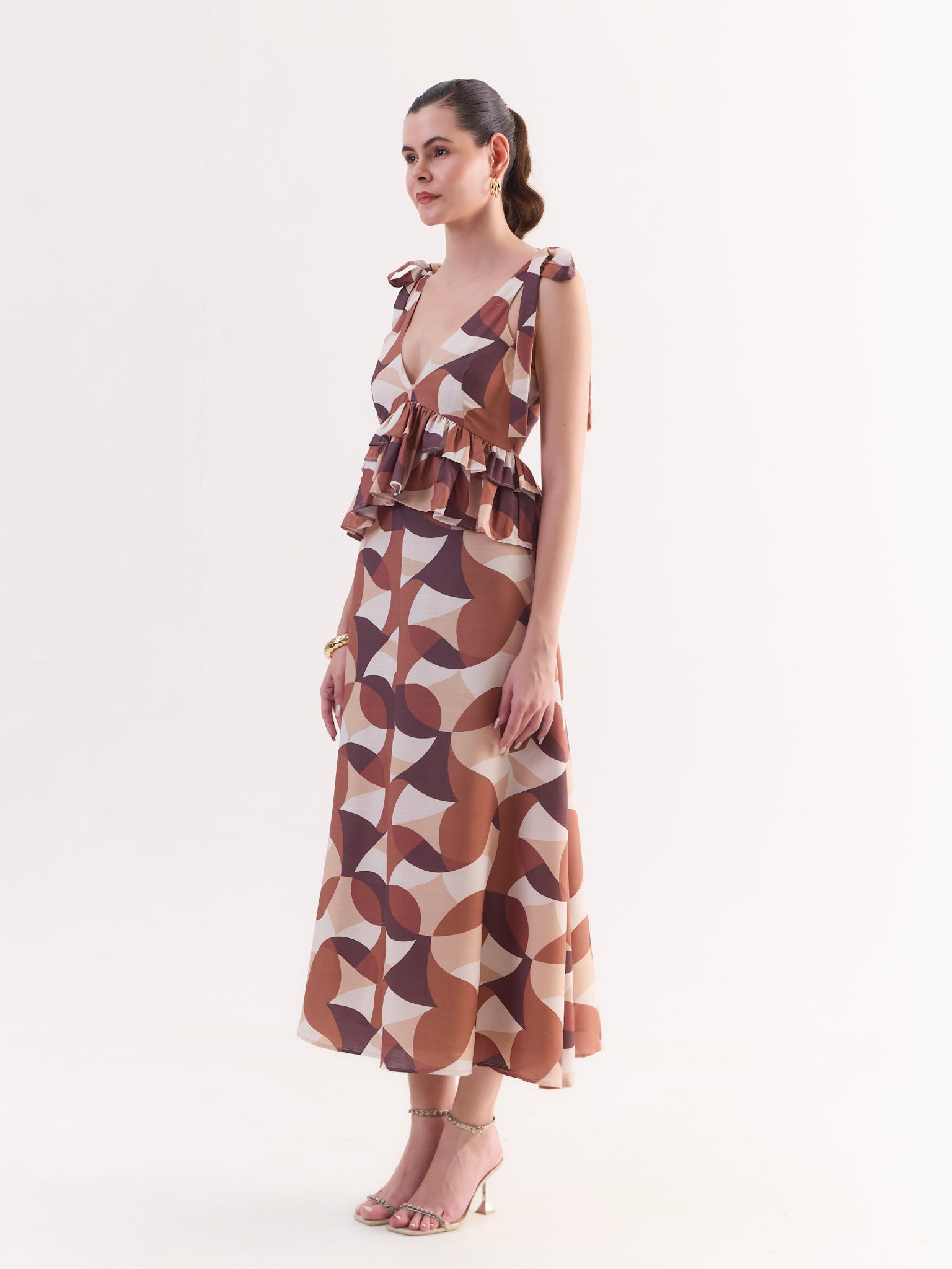 CARMEN Tie-Shoulder Peplum Maxi Dress
