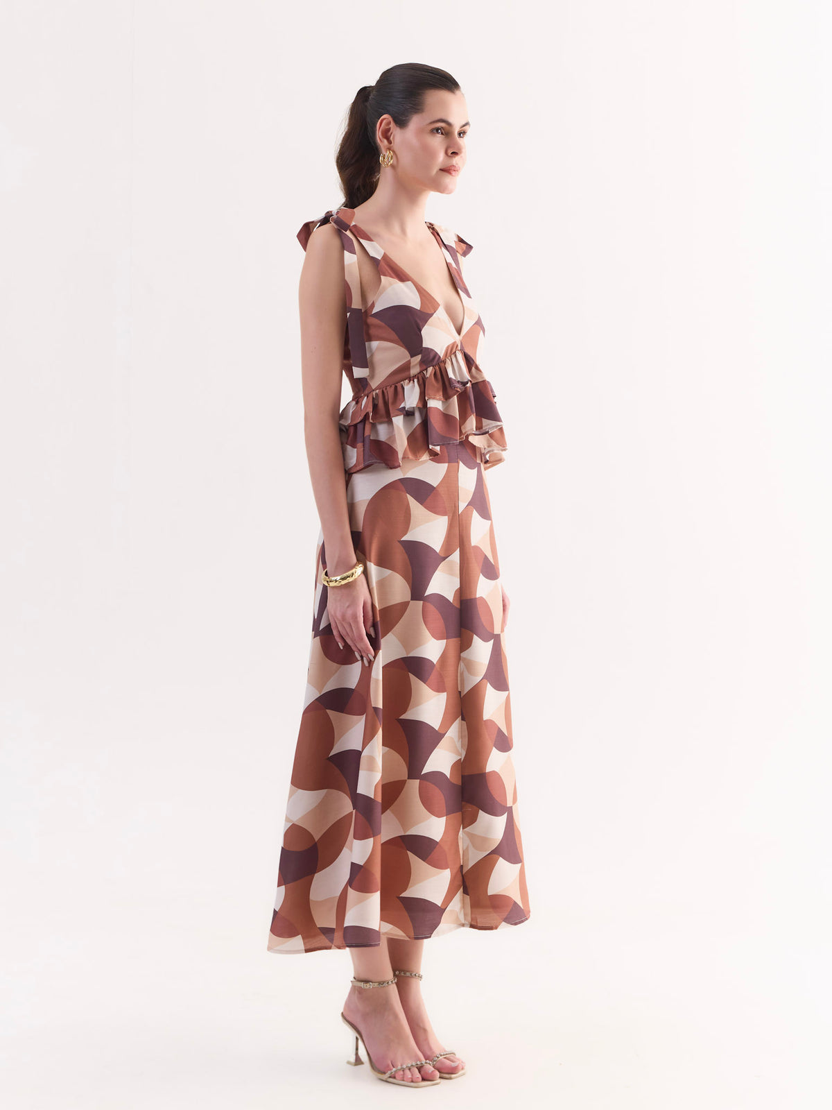 CARMEN Tie-Shoulder Peplum Maxi Dress