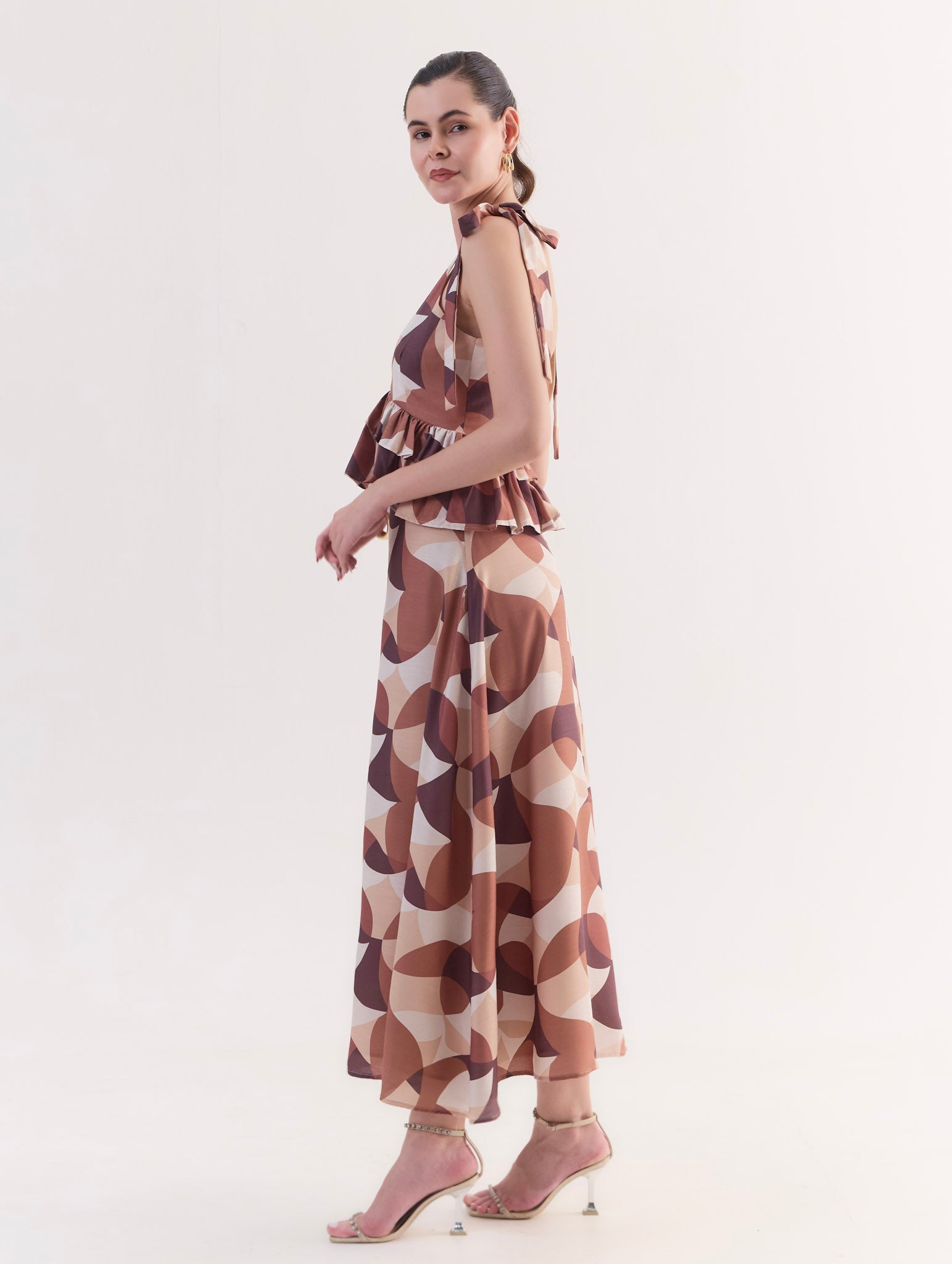 CARMEN Tie-Shoulder Peplum Maxi Dress