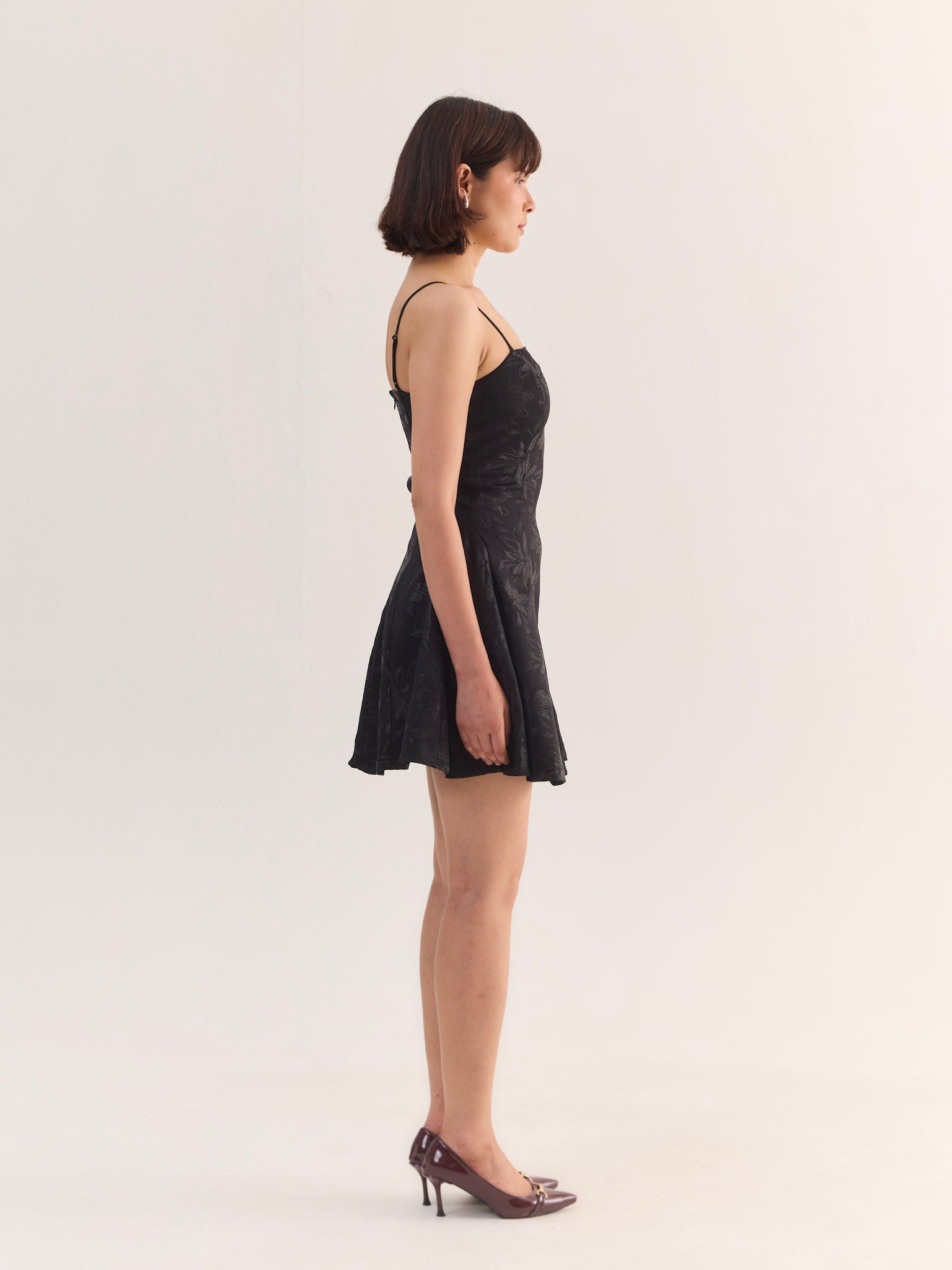 Blair Black Flared Mini Dress with Scarf