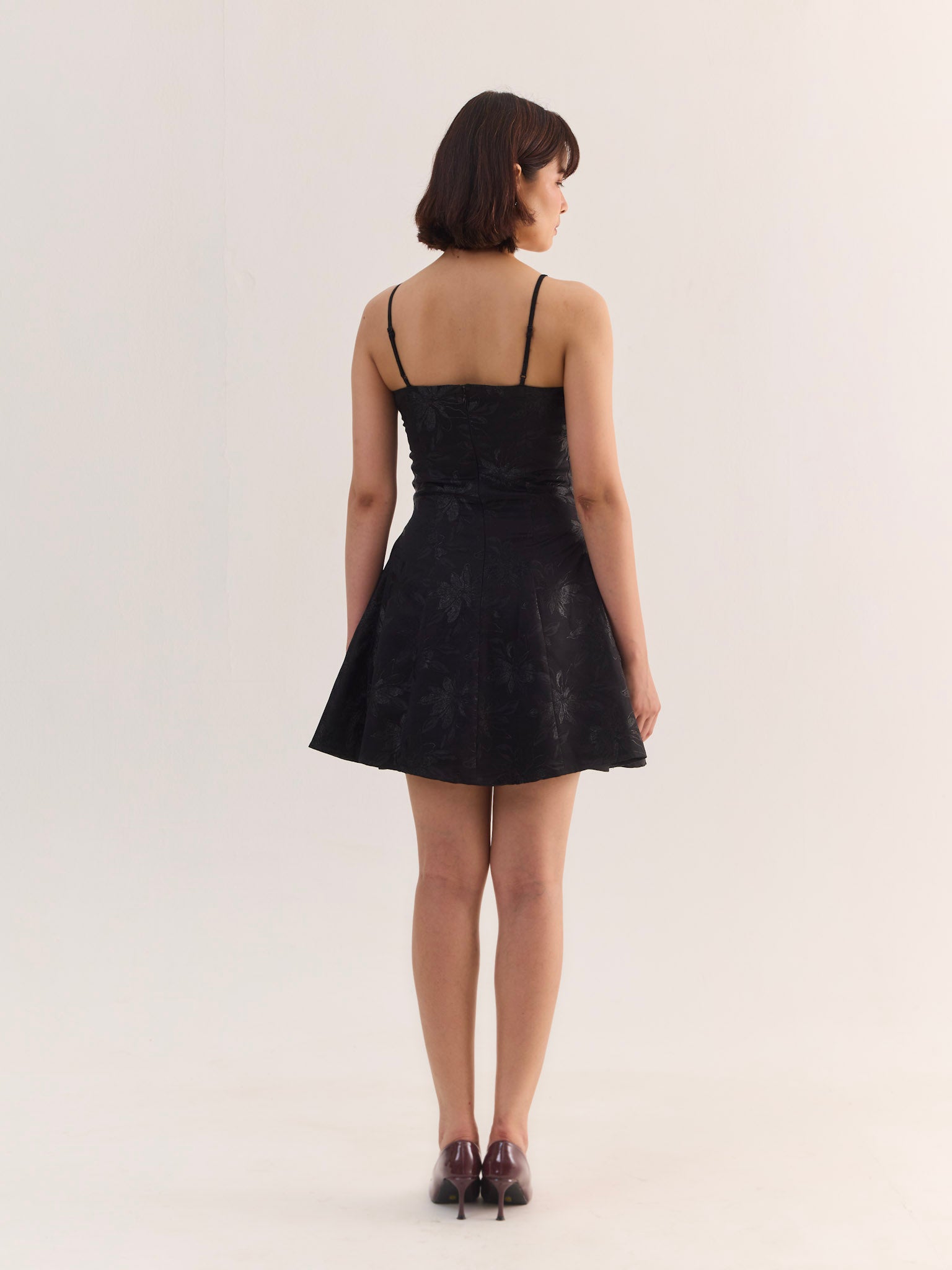 Blair Black Flared Mini Dress with Scarf
