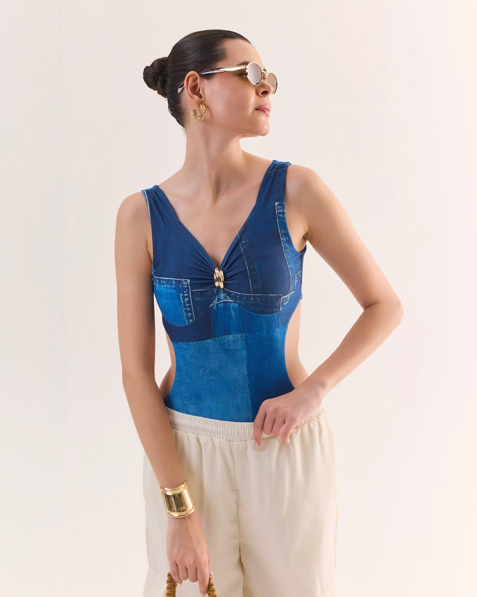 MUSE Denim Print Bodysuit