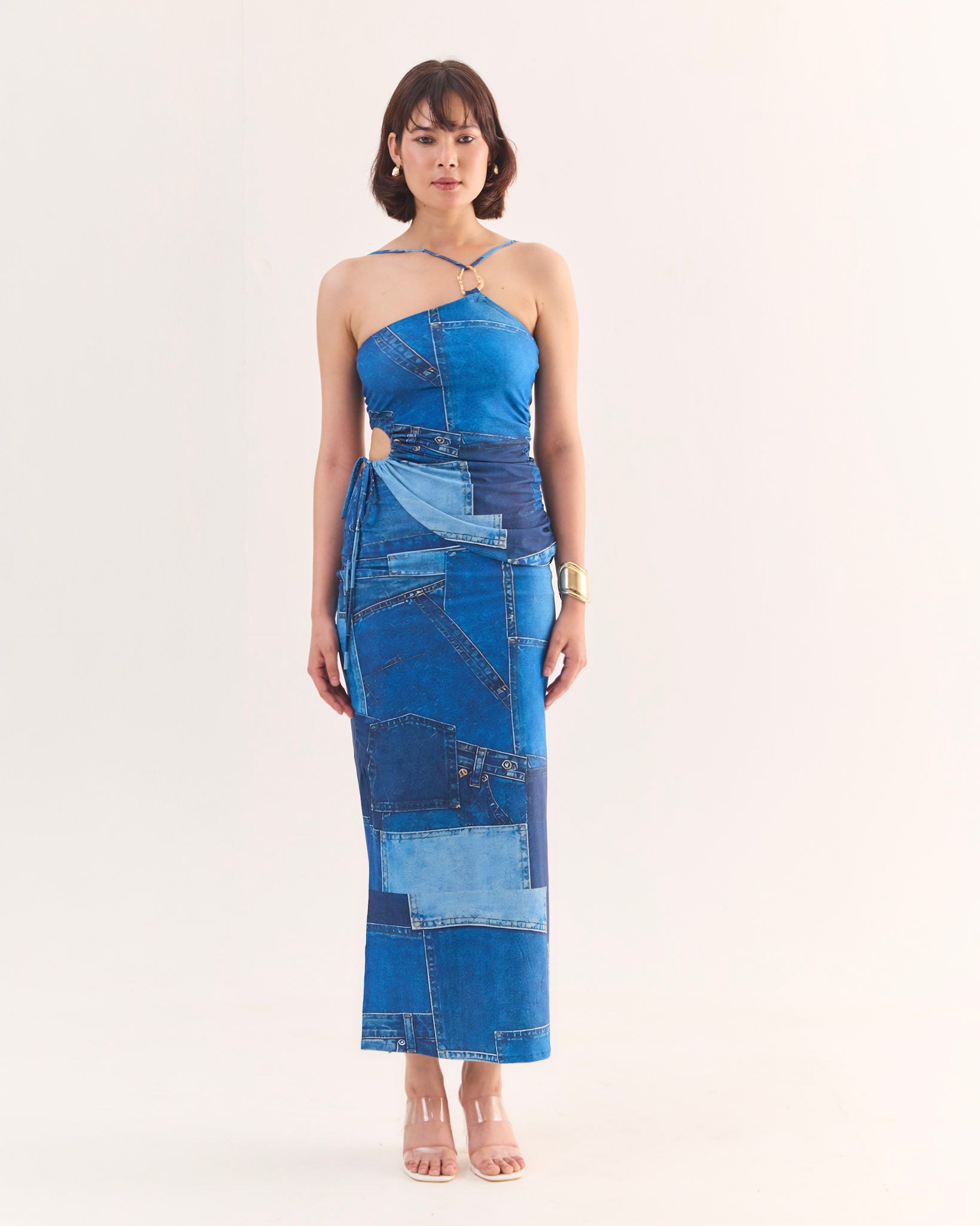 RUSE Denim Print Top & Maxi Skirt Co-ord Set