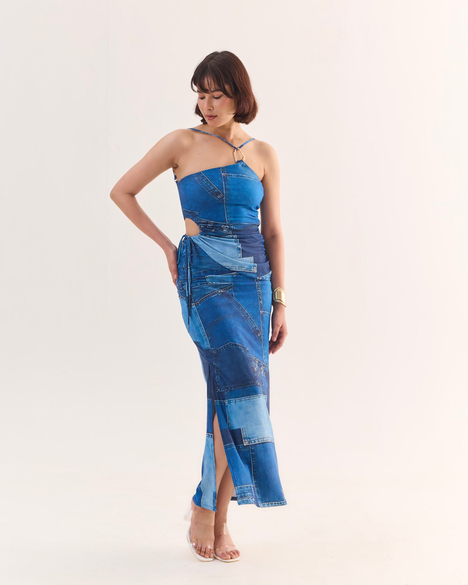 RUSE Denim Print Top & Maxi Skirt Co-ord Set