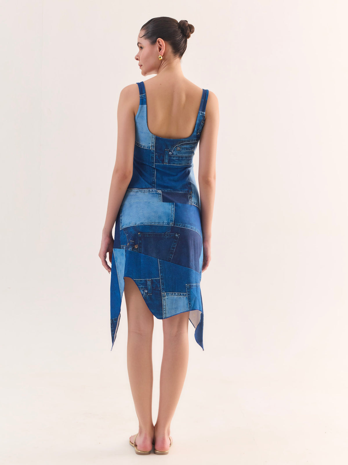 MOSAIC Denim Print Midi Dress