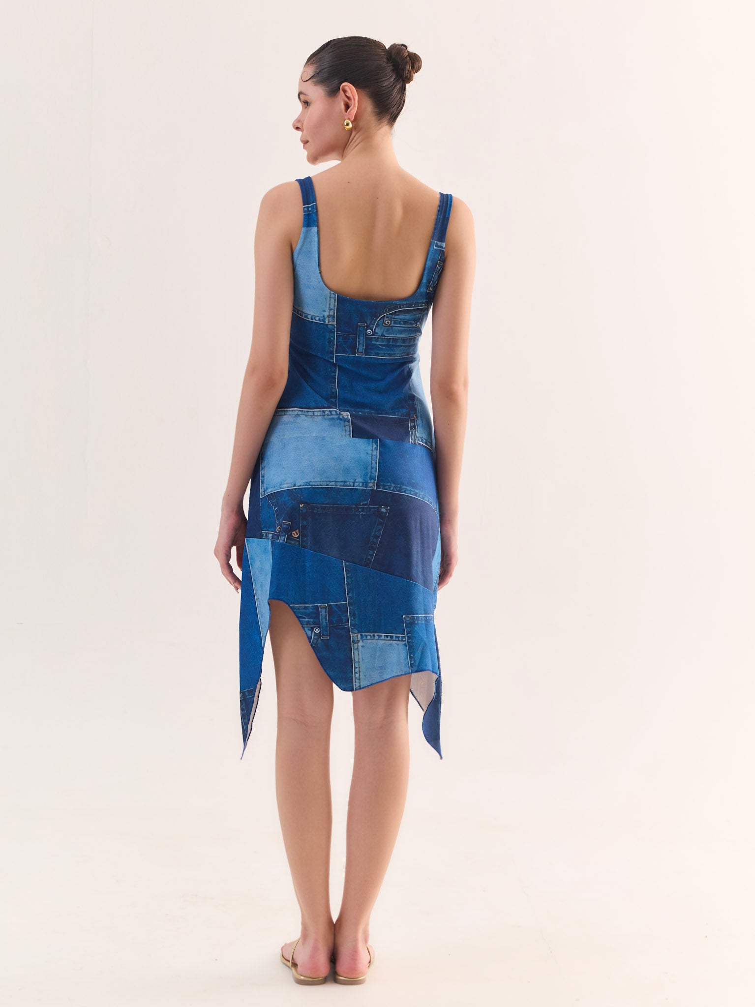 MOSAIC Denim Print Midi Dress
