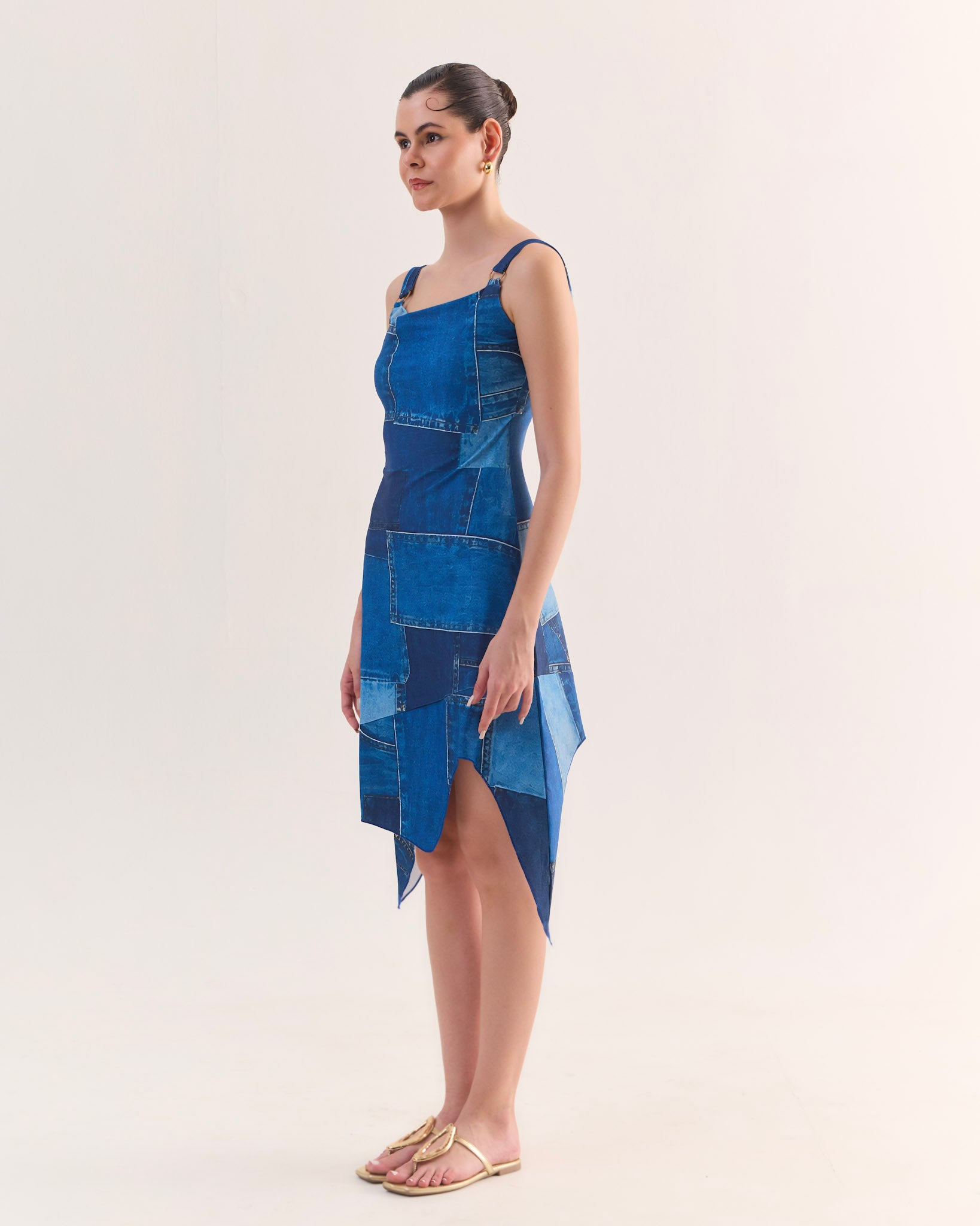 MOSAIC Denim Print Midi Dress