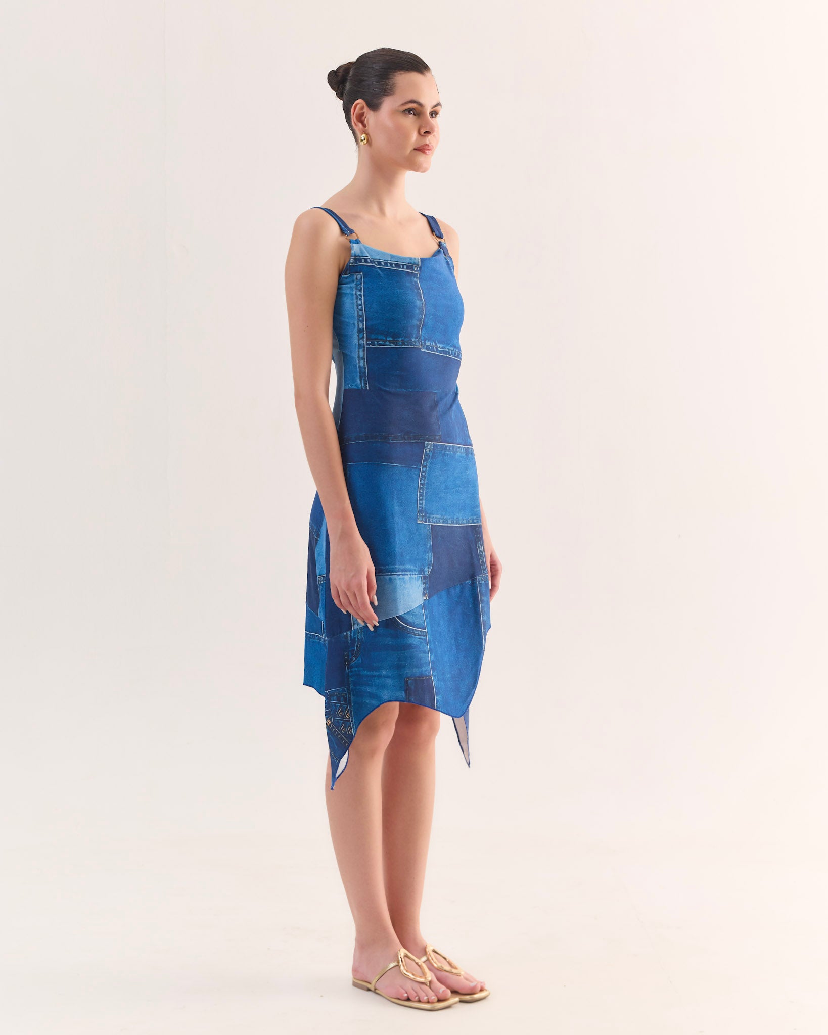 MOSAIC Denim Print Midi Dress