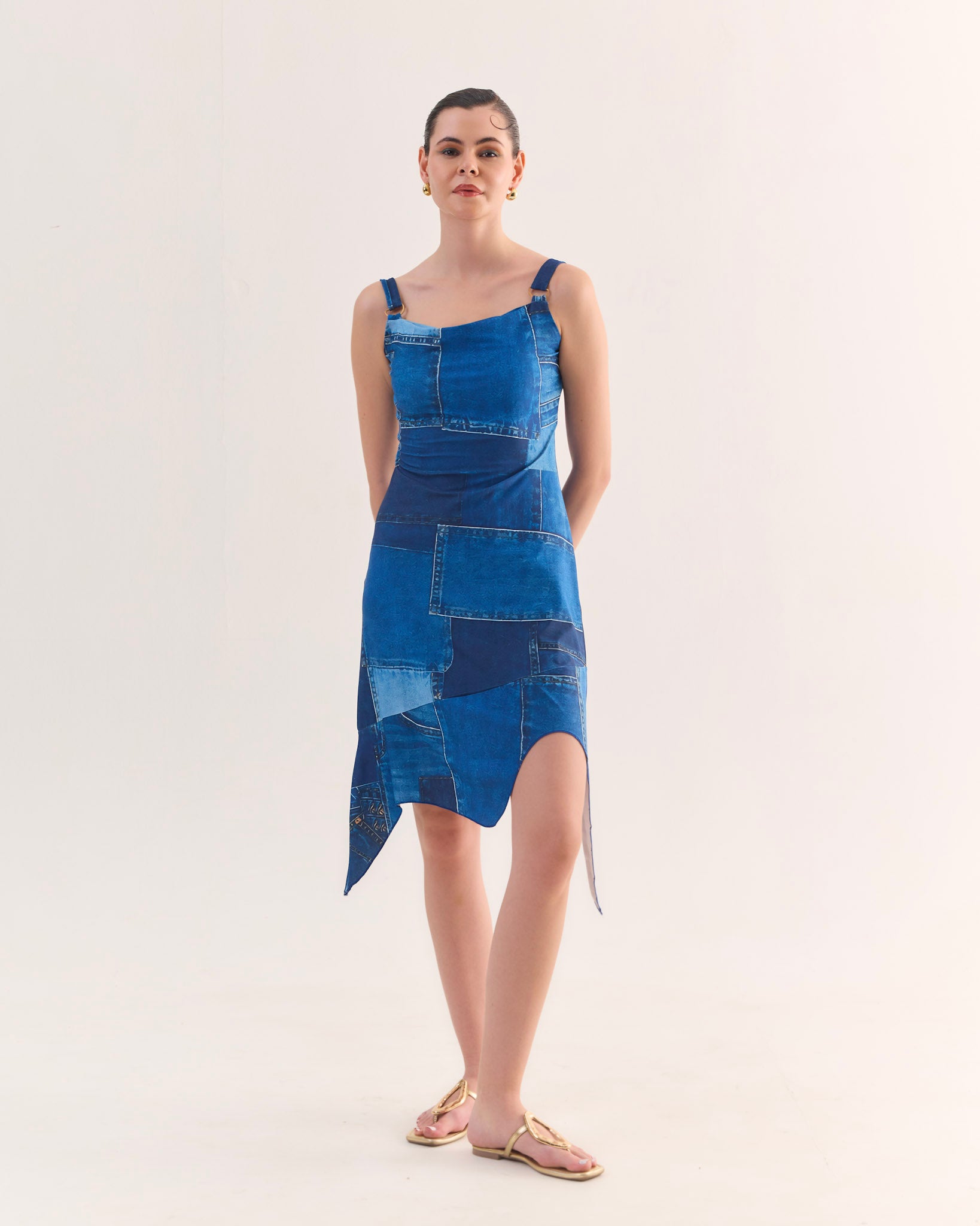 MOSAIC Denim Print Midi Dress