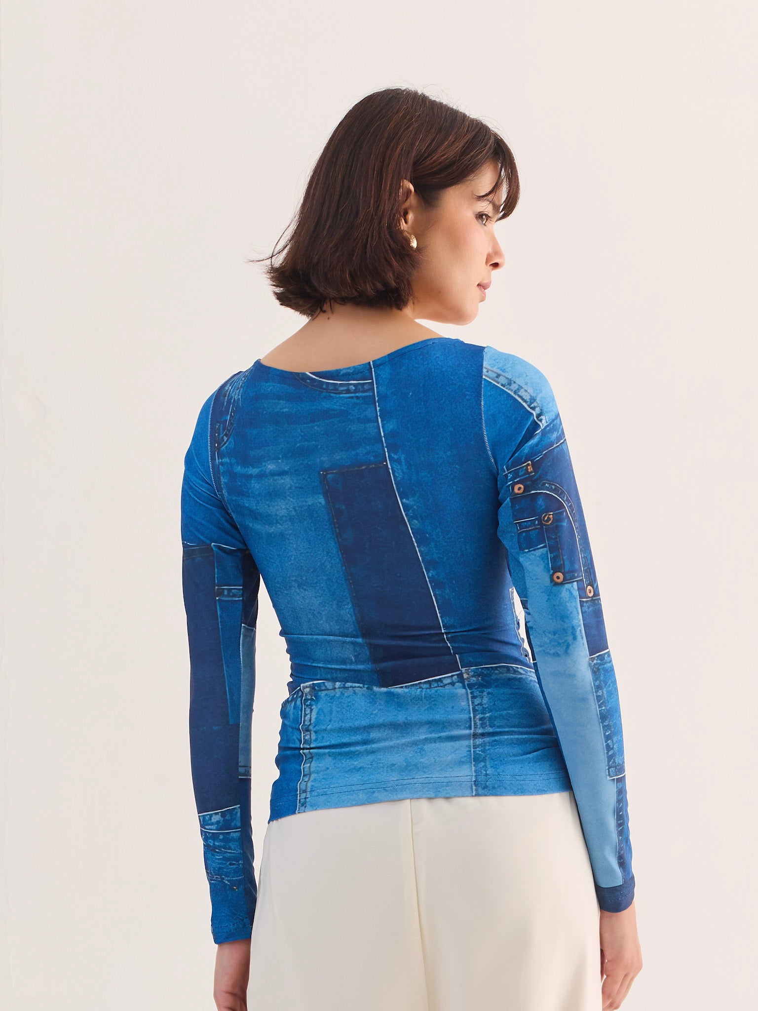 FABLE Denim Print Full Sleeve Top