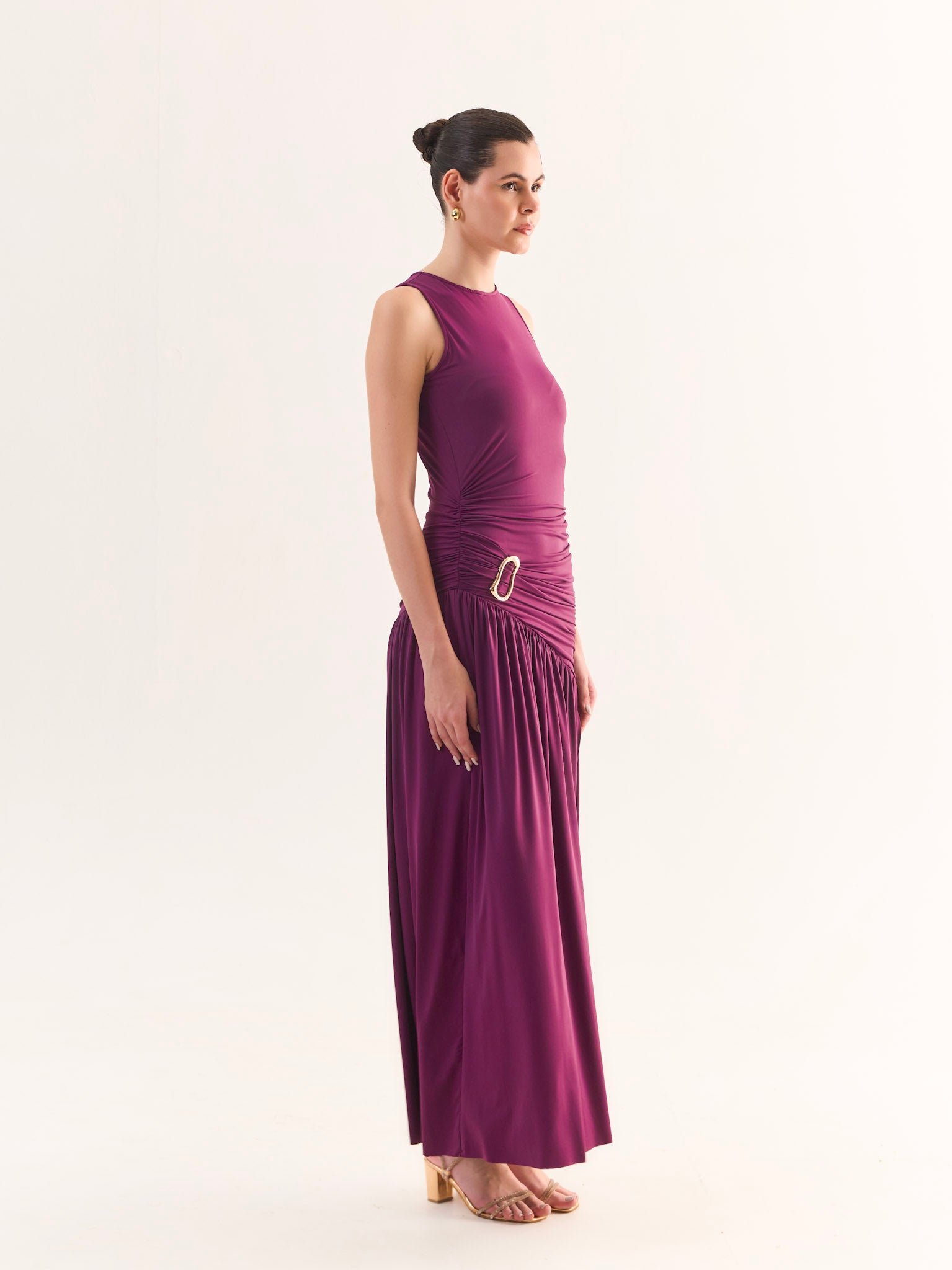 AUBREY Plum Drop waist Maxi Dress