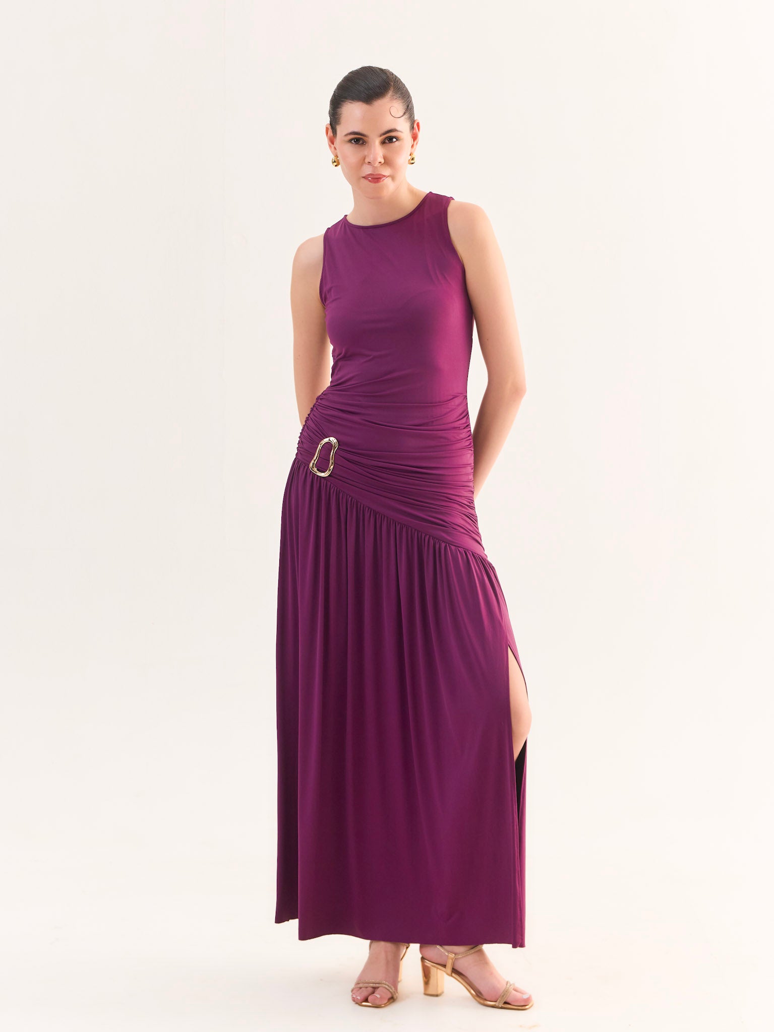 AUBREY Plum Drop Waist Maxi Dress | Women's Party & Occasion Dress